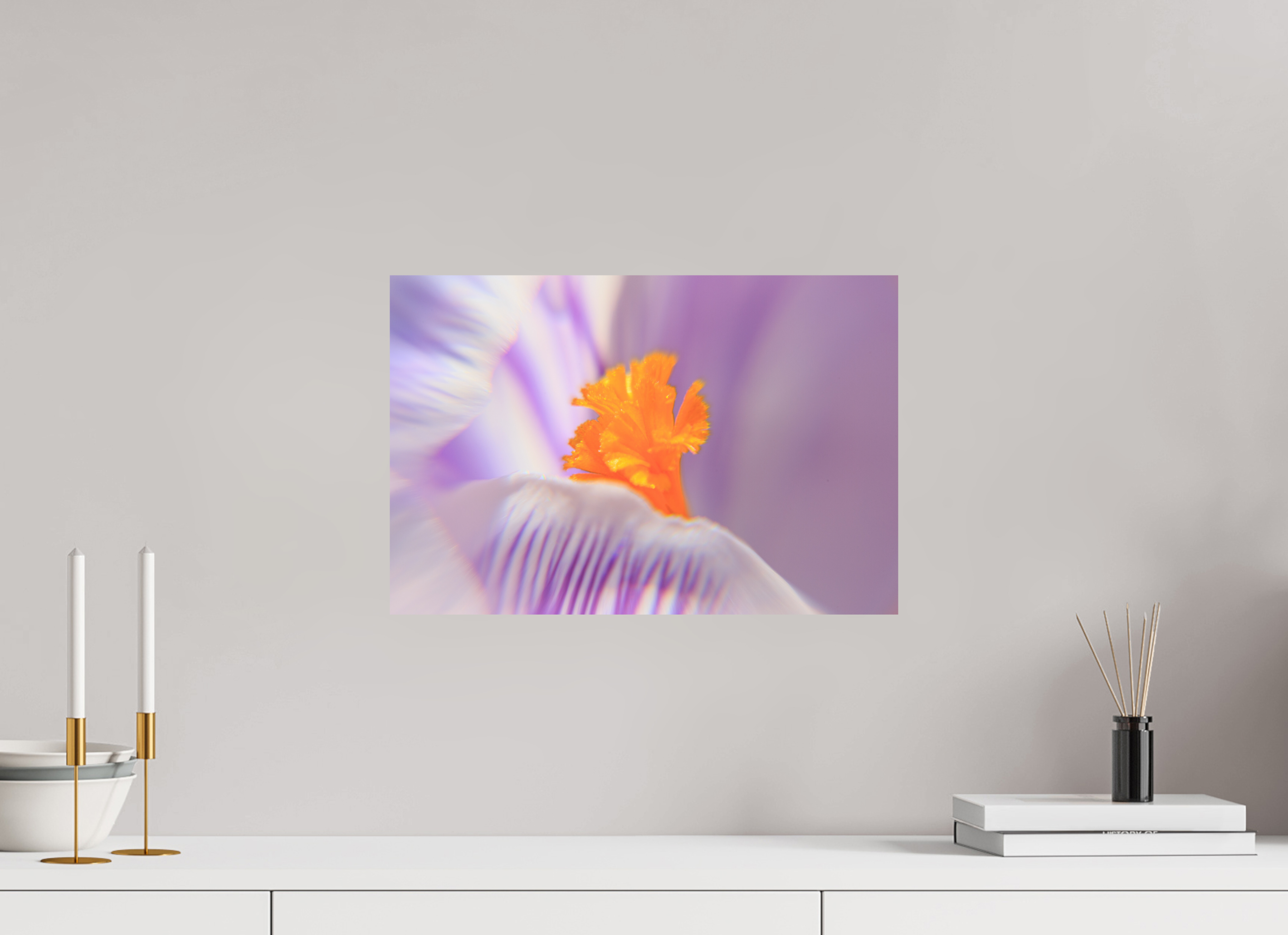 45 x 30 cm, Photo Print On Fuji Crystal DP II Das Herz des Krokus: Schärfe auf Lila