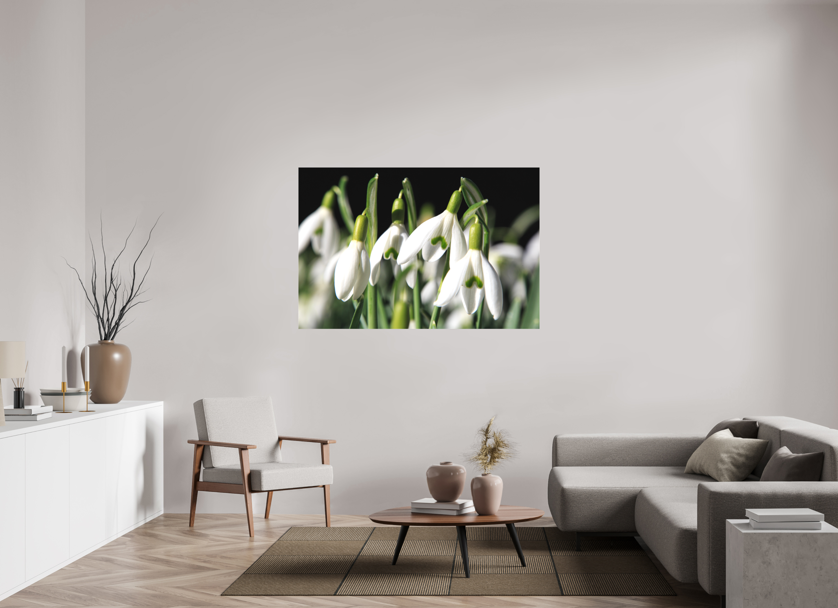 150 x 100 cm, Foto-Leinwand matt Schneeglöckchen – Erste Frühlingsboten