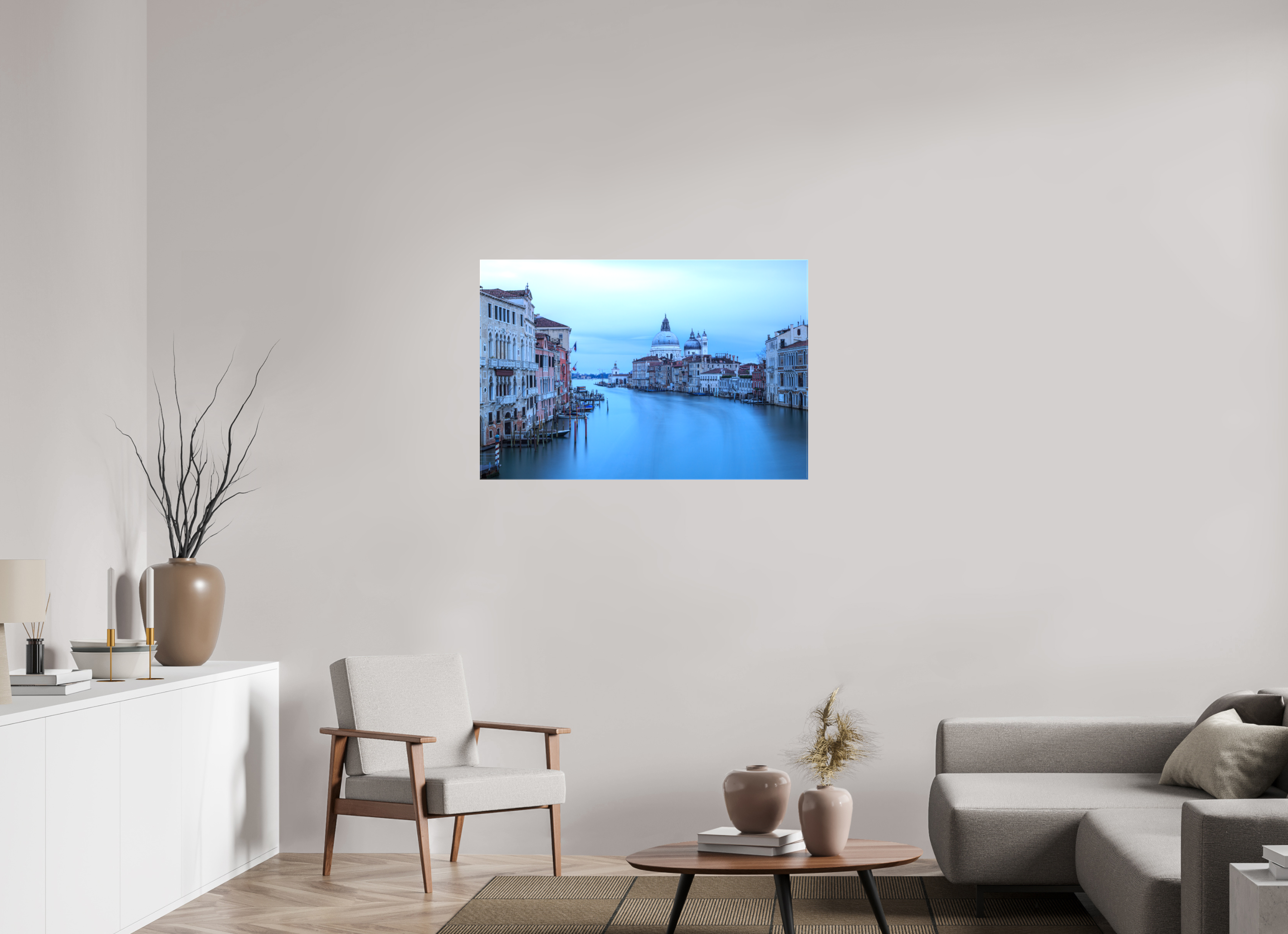 105 x 70 cm, Foto Leinwand glänzend Venedig am Morgen: Der Blick von der Accademia Brücke
