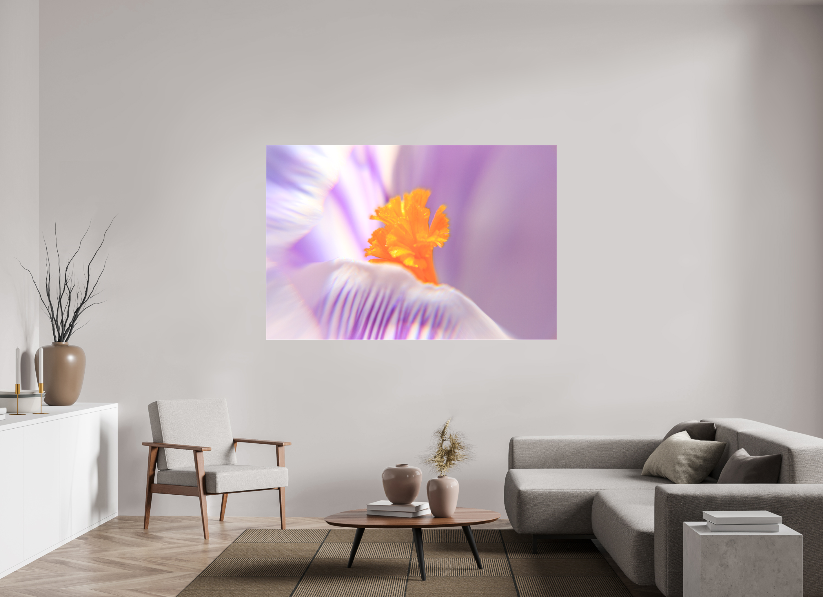 180 x 120 cm, Foto Leinwand glänzend Das Herz des Krokus: Schärfe auf Lila