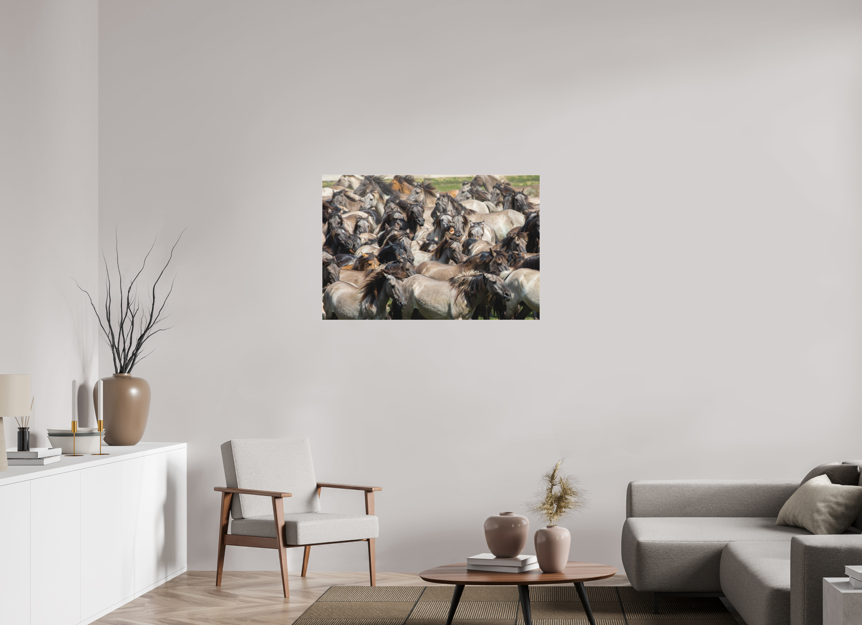 105 x 70 cm, Foto-Abzug hinter Acrylglas 3 mm matt Wieherndes Wildpferd