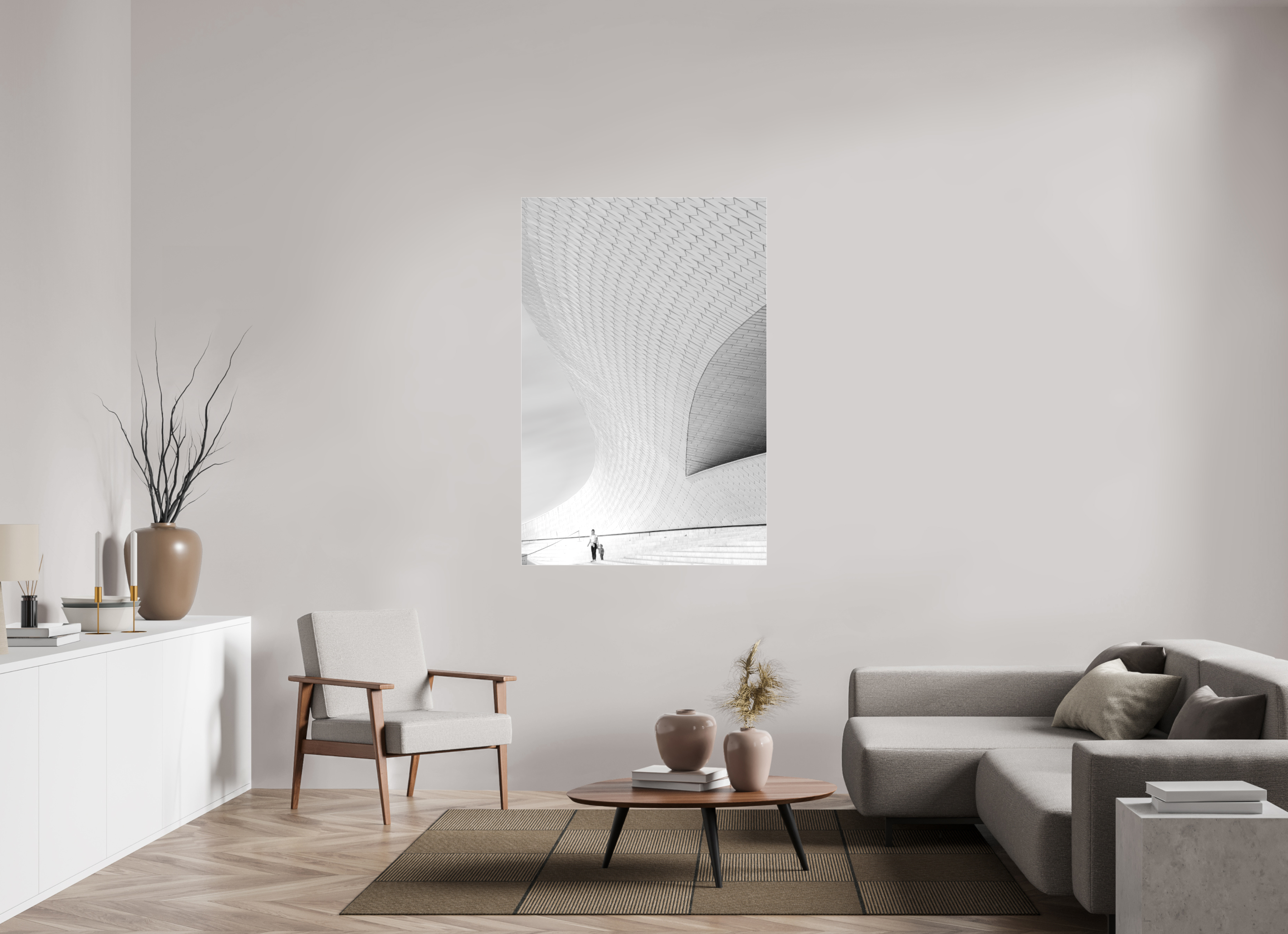 100 x 150 cm, Foto-Abzug hinter Acrylglas 3 mm matt Street-Fotografie MAAT Museum – S/W Kunst online kaufen