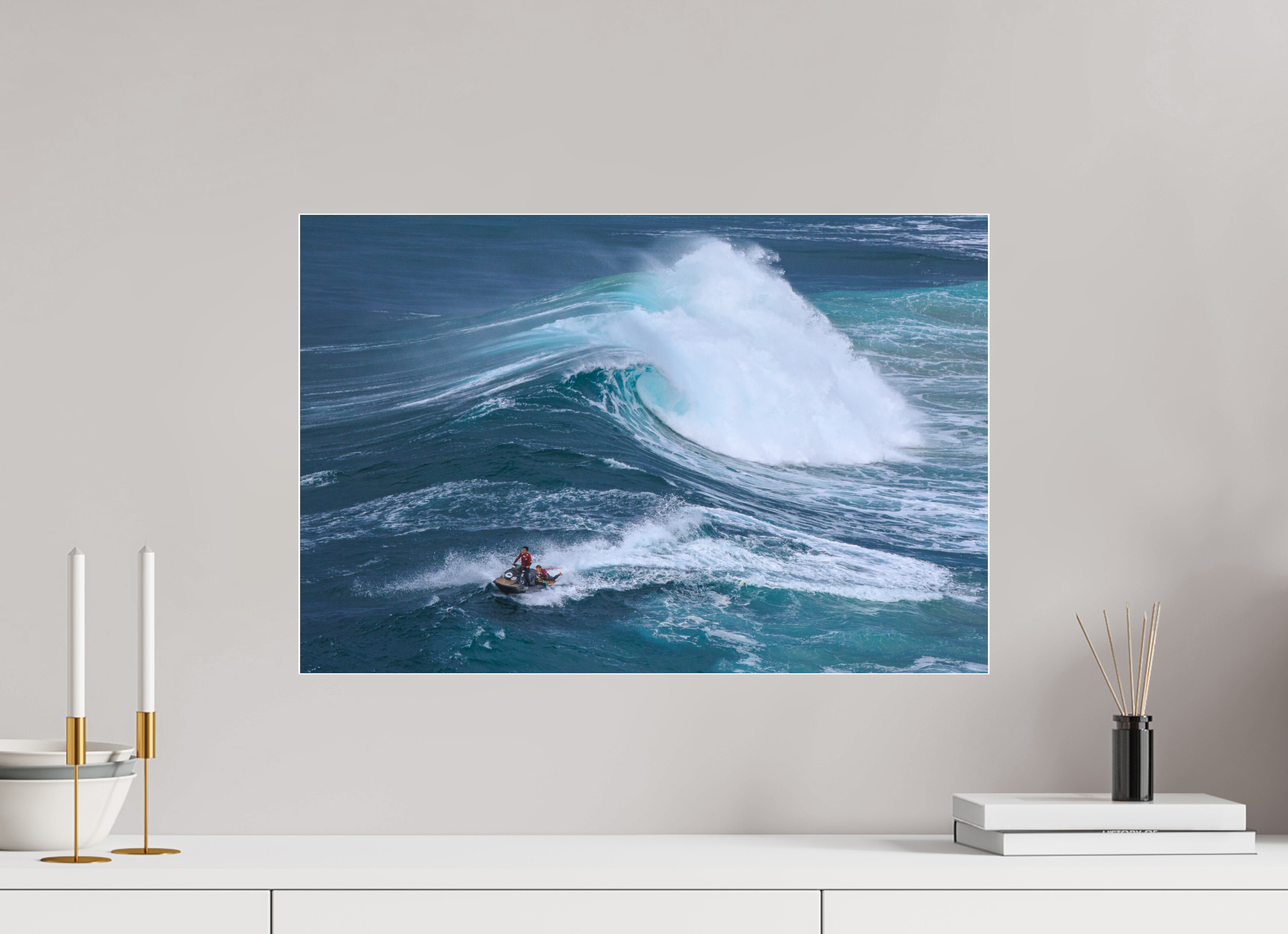 60 x 40 cm, Foto-Abzug Acrylglas 4 mm glänzend Fotoabzug & Leinwand Nazaré: Rettung aus den Big Waves