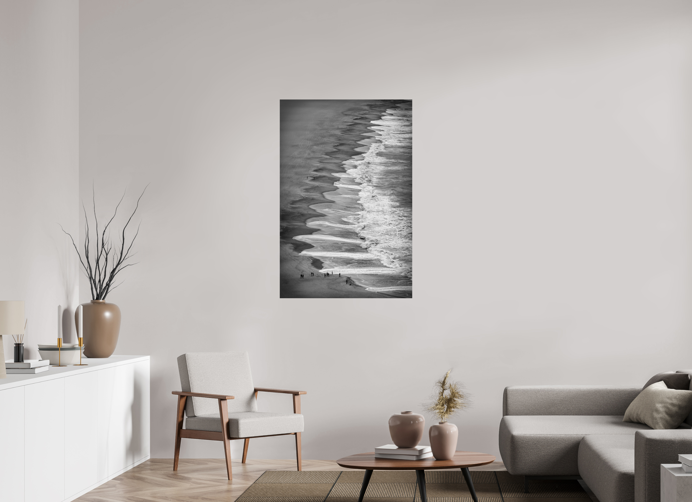 80 x 120 cm, Photo Print On Fuji Crystal DP II Beachlife – Natürliche Linien & Wellen-Kunst
