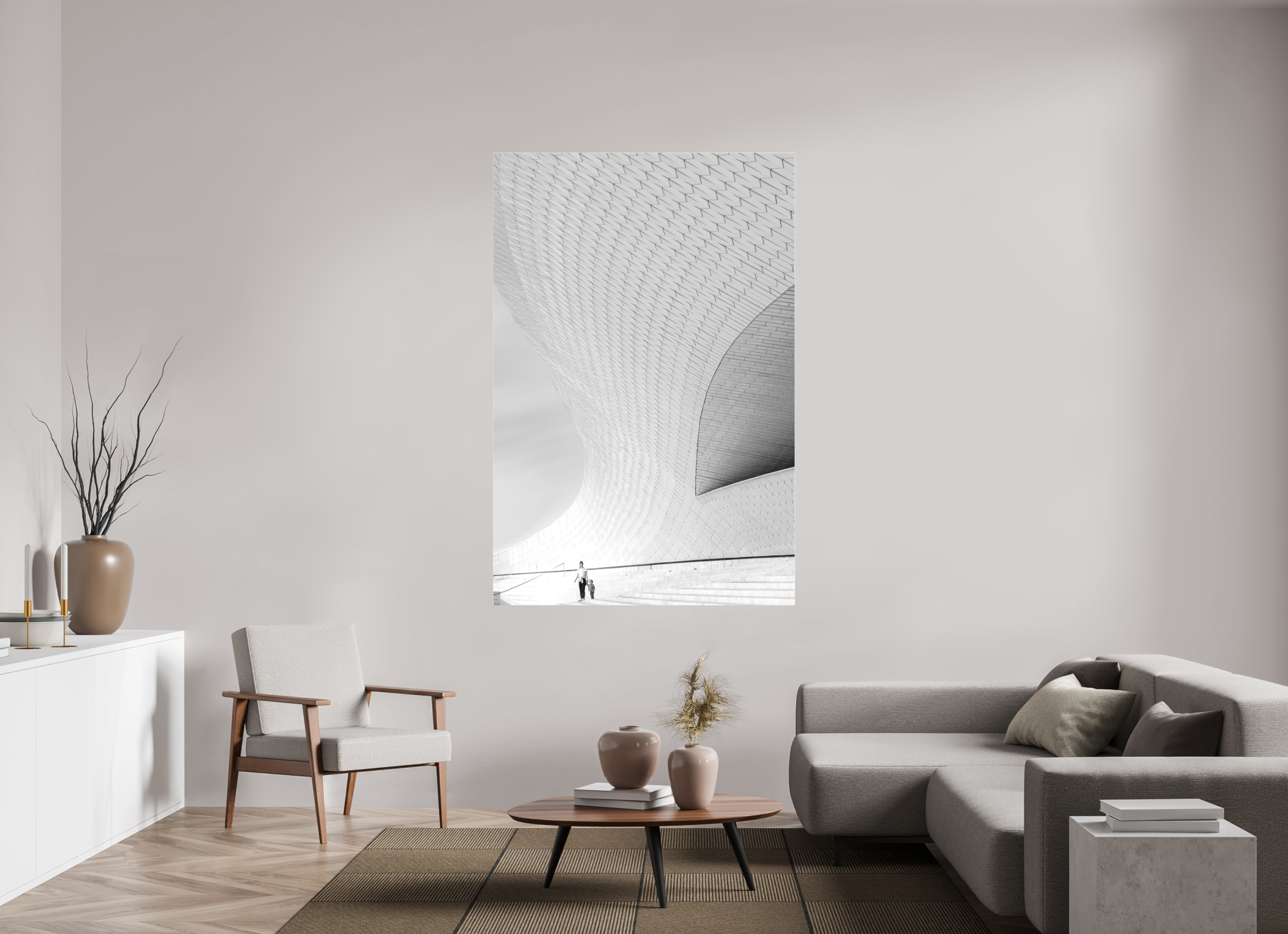 120 x 180 cm, Foto-Abzug hinter Acrylglas 3 mm matt Street-Fotografie MAAT Museum – S/W Kunst online kaufen