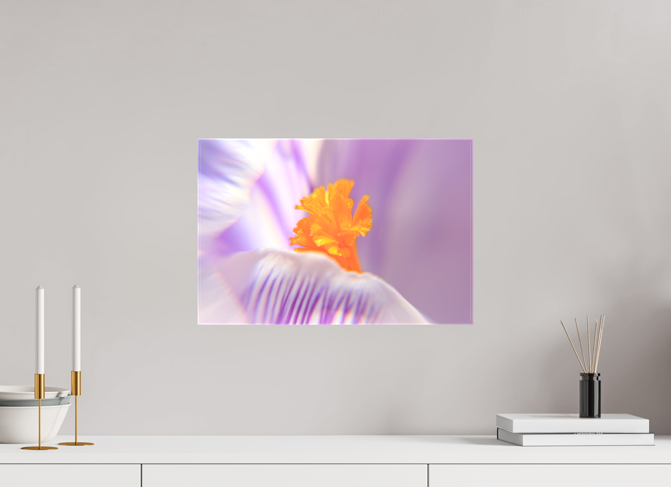 45 x 30 cm, Foto Leinwand glänzend Das Herz des Krokus: Schärfe auf Lila