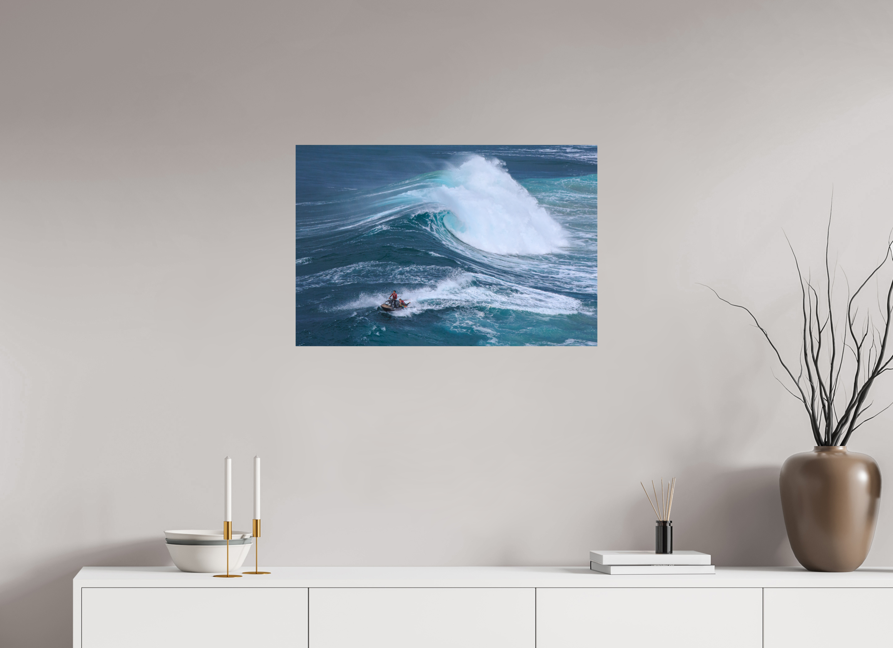 75 x 50 cm, Photo Print On Fuji Crystal DP II Fotoabzug & Leinwand Nazaré: Rettung aus den Big Waves