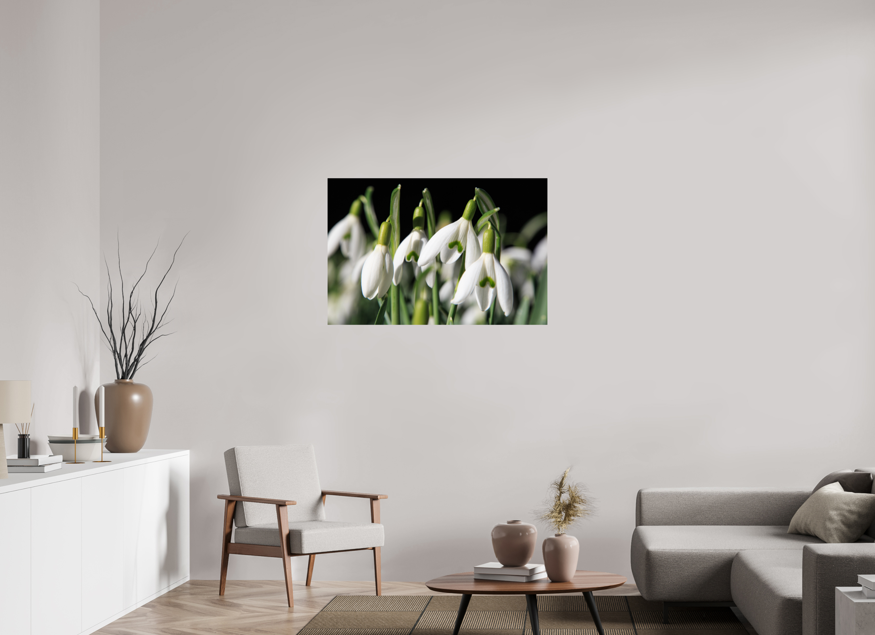 105 x 70 cm, Photo Print On Fuji Crystal DP II Schneeglöckchen – Erste Frühlingsboten