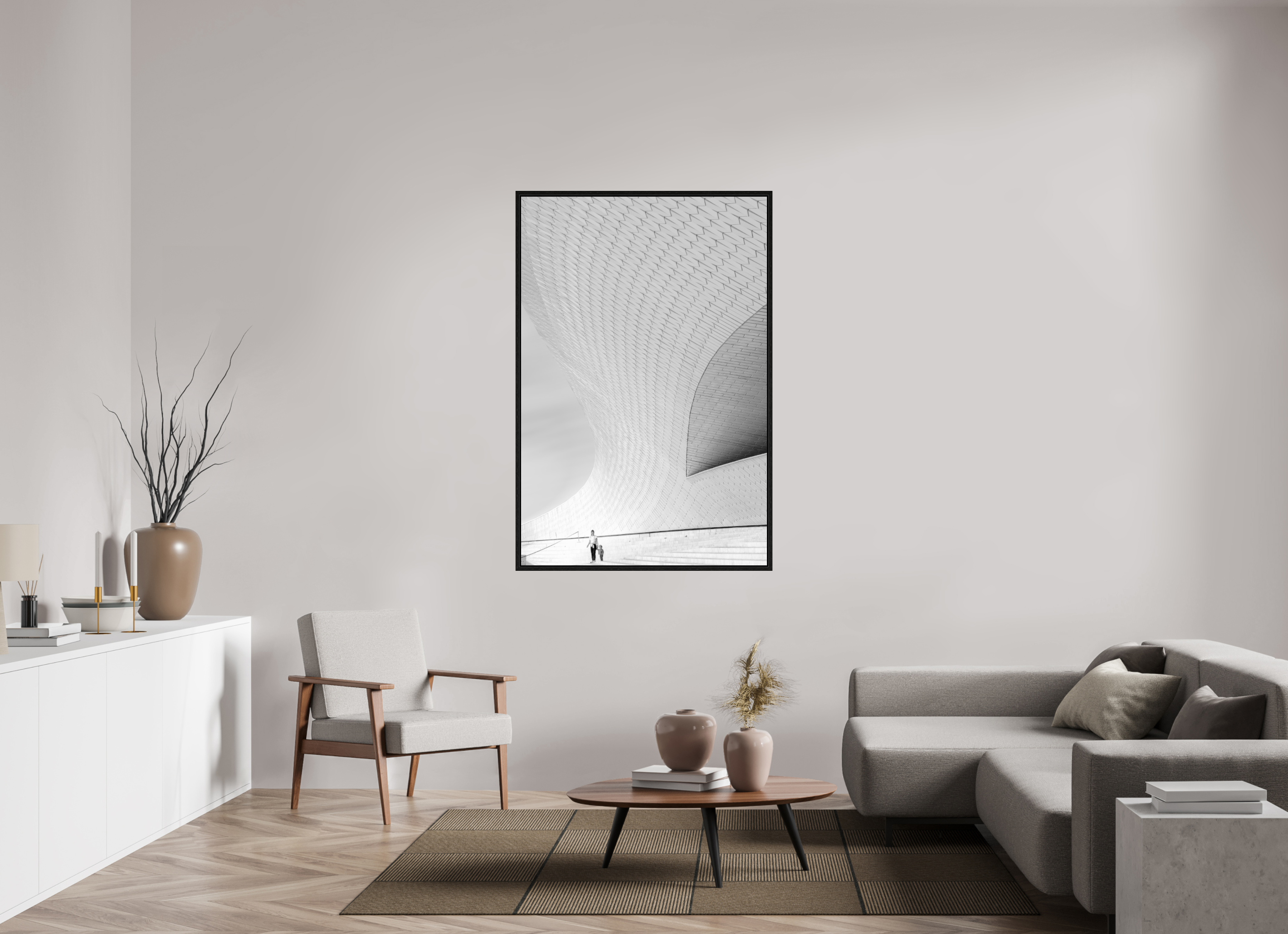 100 x 150 cm, Floater Frame Street-Fotografie MAAT Museum – S/W Kunst online kaufen