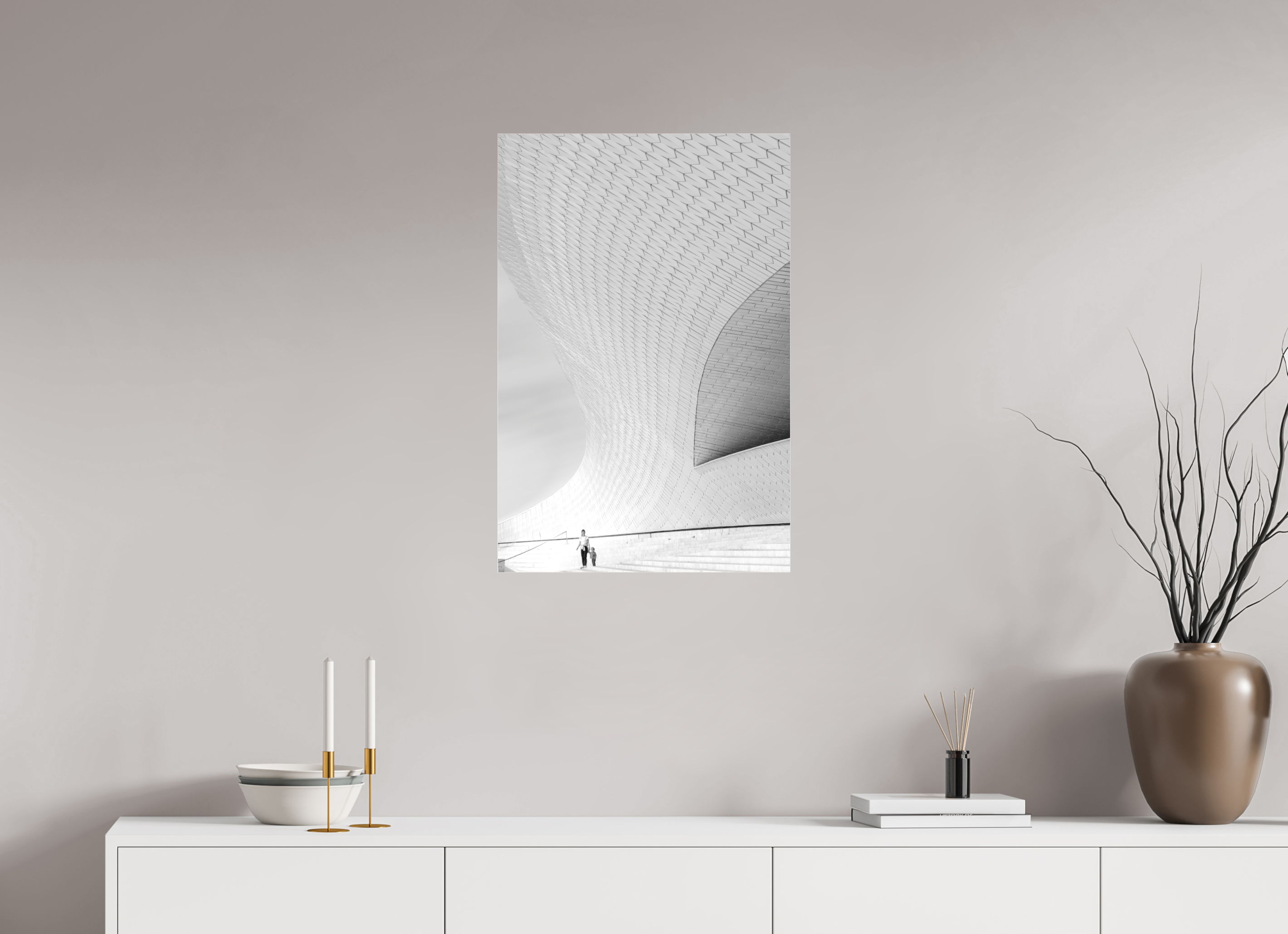 50 x 75 cm, Foto-Abzug hinter Acrylglas 3 mm matt Street-Fotografie MAAT Museum – S/W Kunst online kaufen