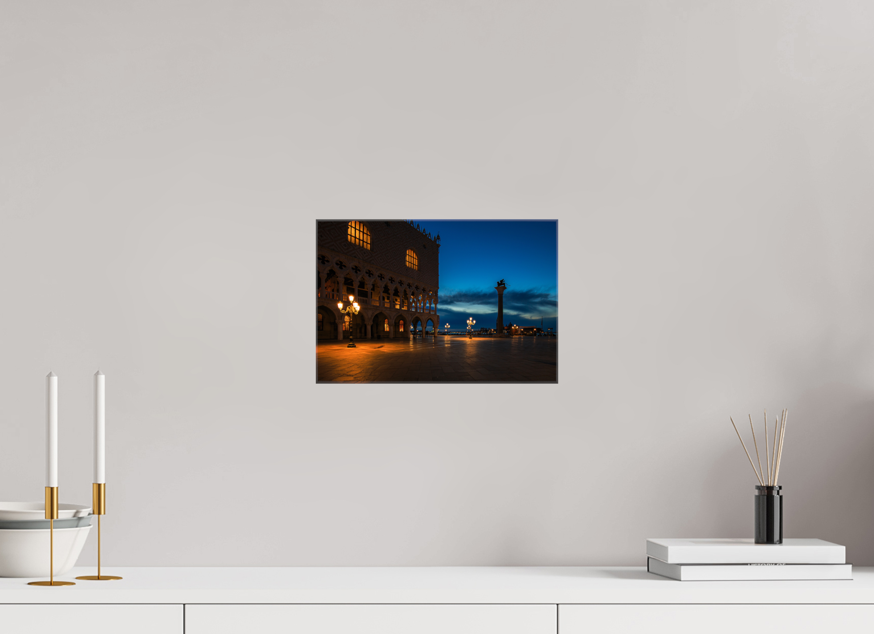 30 x 20 cm, Foto Leinwand glänzend Dogenpalast bei Sonnenaufgang in Venedig