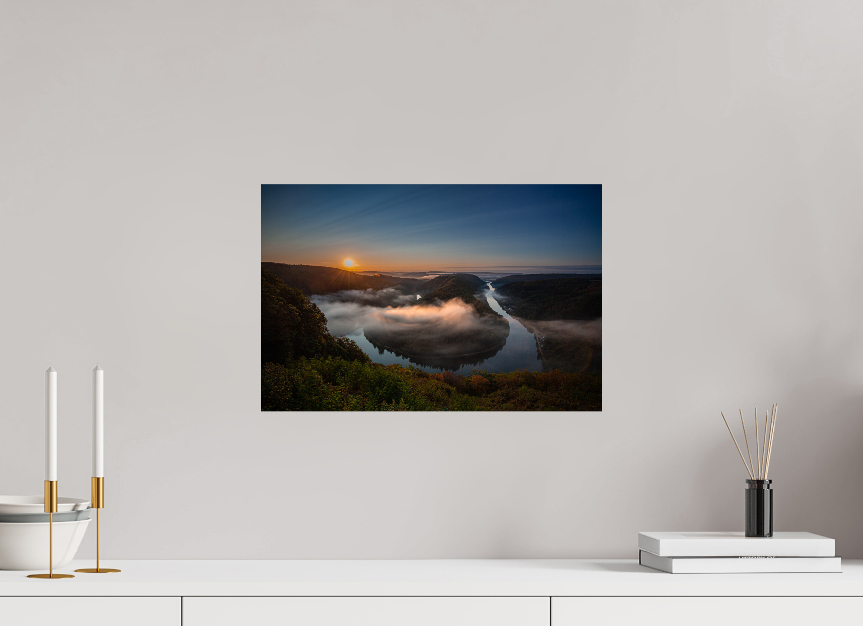 45 x 30 cm, Photo Print On Fuji Crystal DP II Sonnenaufgang an der Saarschleife