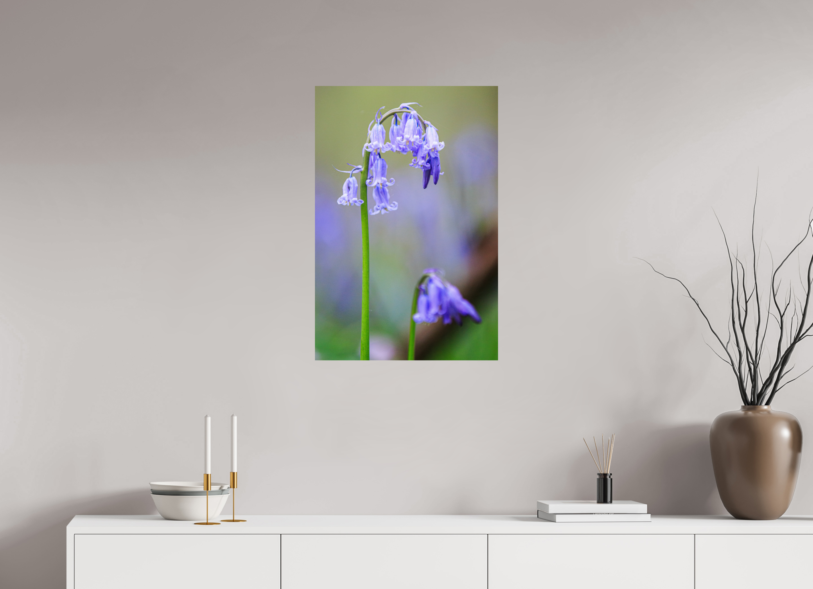 50 x 75 cm, Photo Print On Fuji Crystal DP II Zarte Poesie: Hasenglöckchen im Bokeh-Fokus