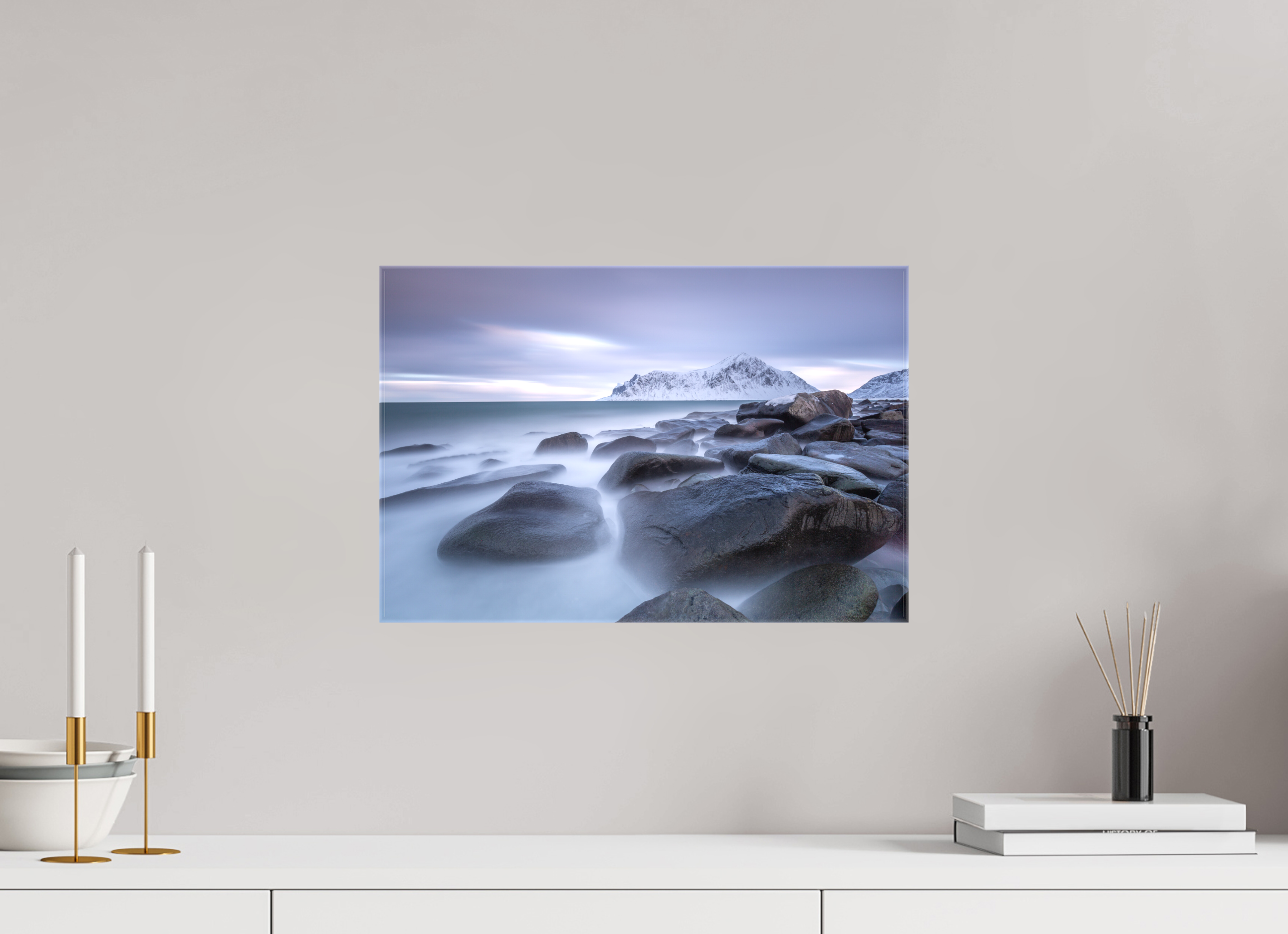 45 x 30 cm, Foto Leinwand glänzend Nordische Stille im sanften Morgenlicht