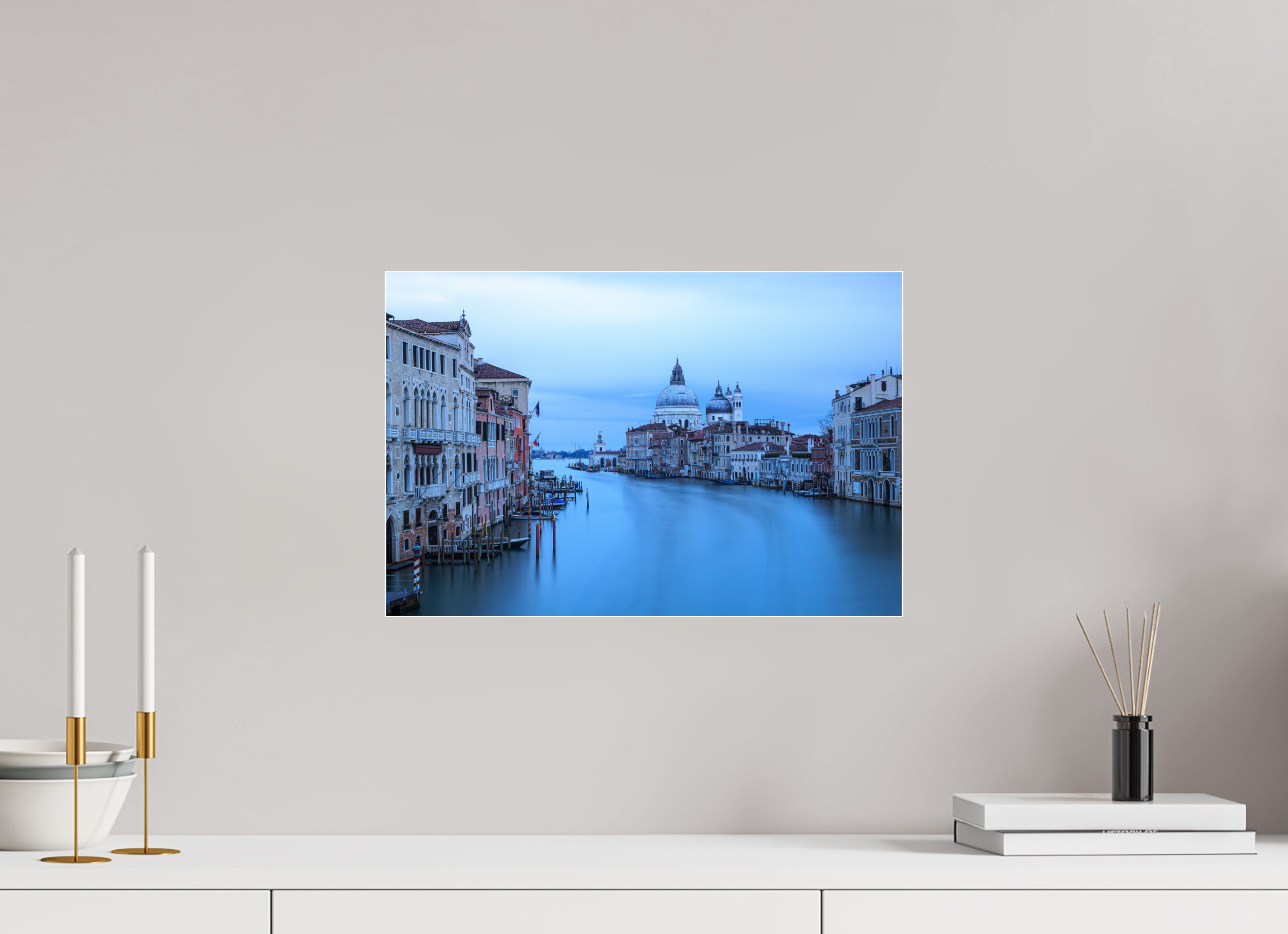 45 x 30 cm, Foto-Abzug Acrylglas 4 mm glänzend Venedig am Morgen: Der Blick von der Accademia Brücke