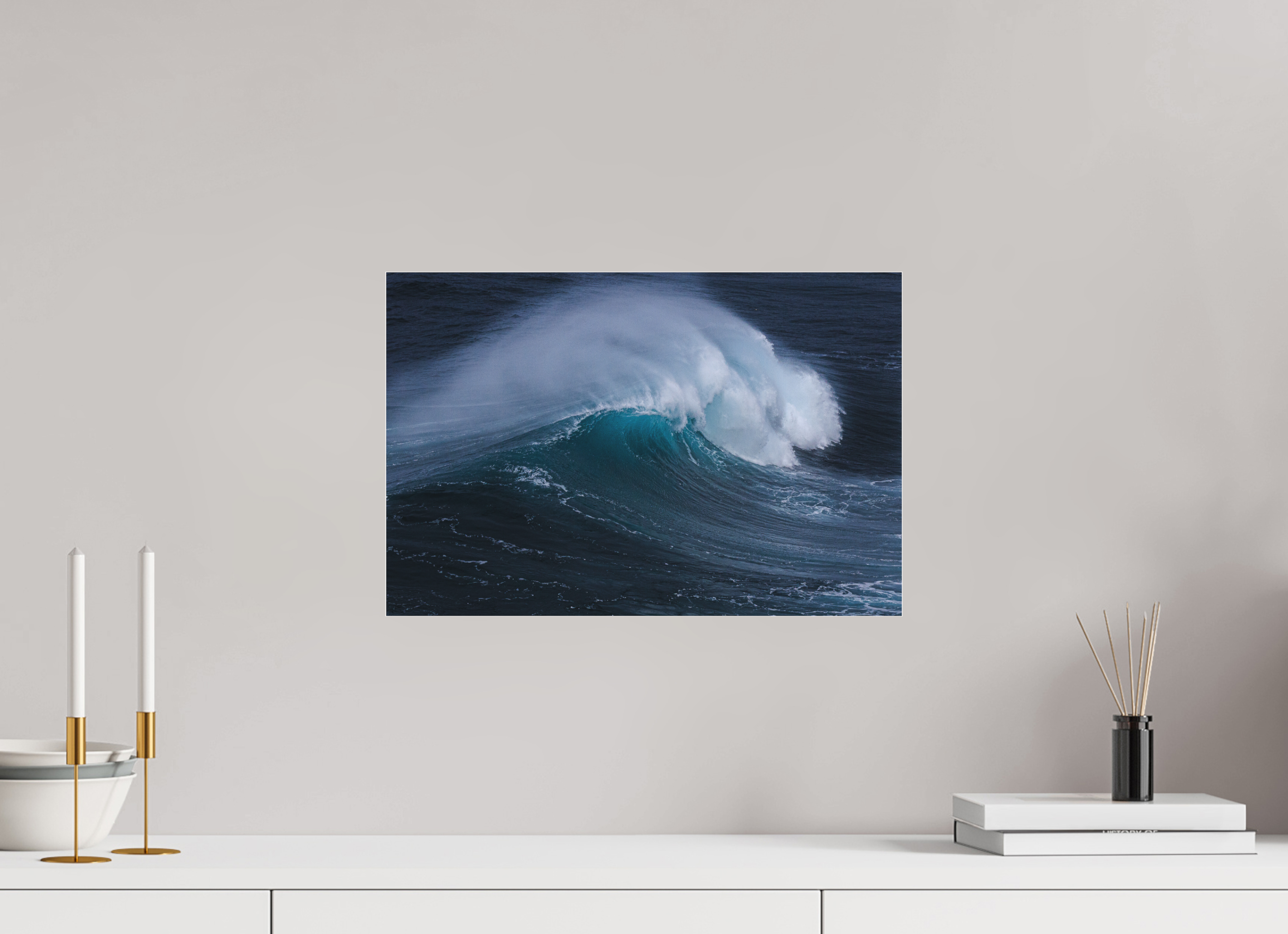 45 x 30 cm, Foto-Abzug hinter Acrylglas 3 mm matt Die Farbe des Meeres | Spektakuläre Wellen-Fotografie