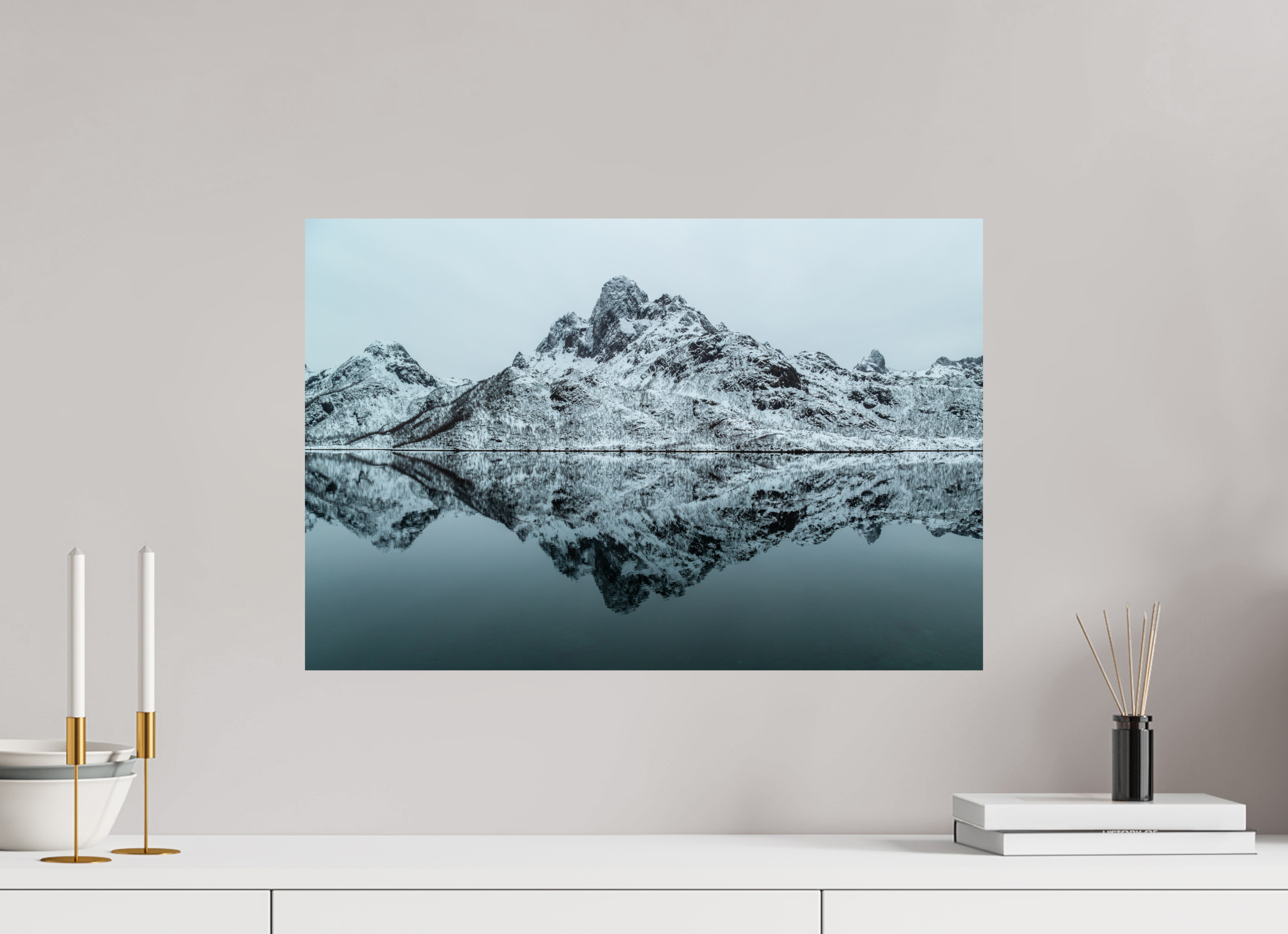 60 x 40 cm, Photo Print On Fuji Crystal DP II Spiegelung der Stille – Fjordlandschaft Norwegens