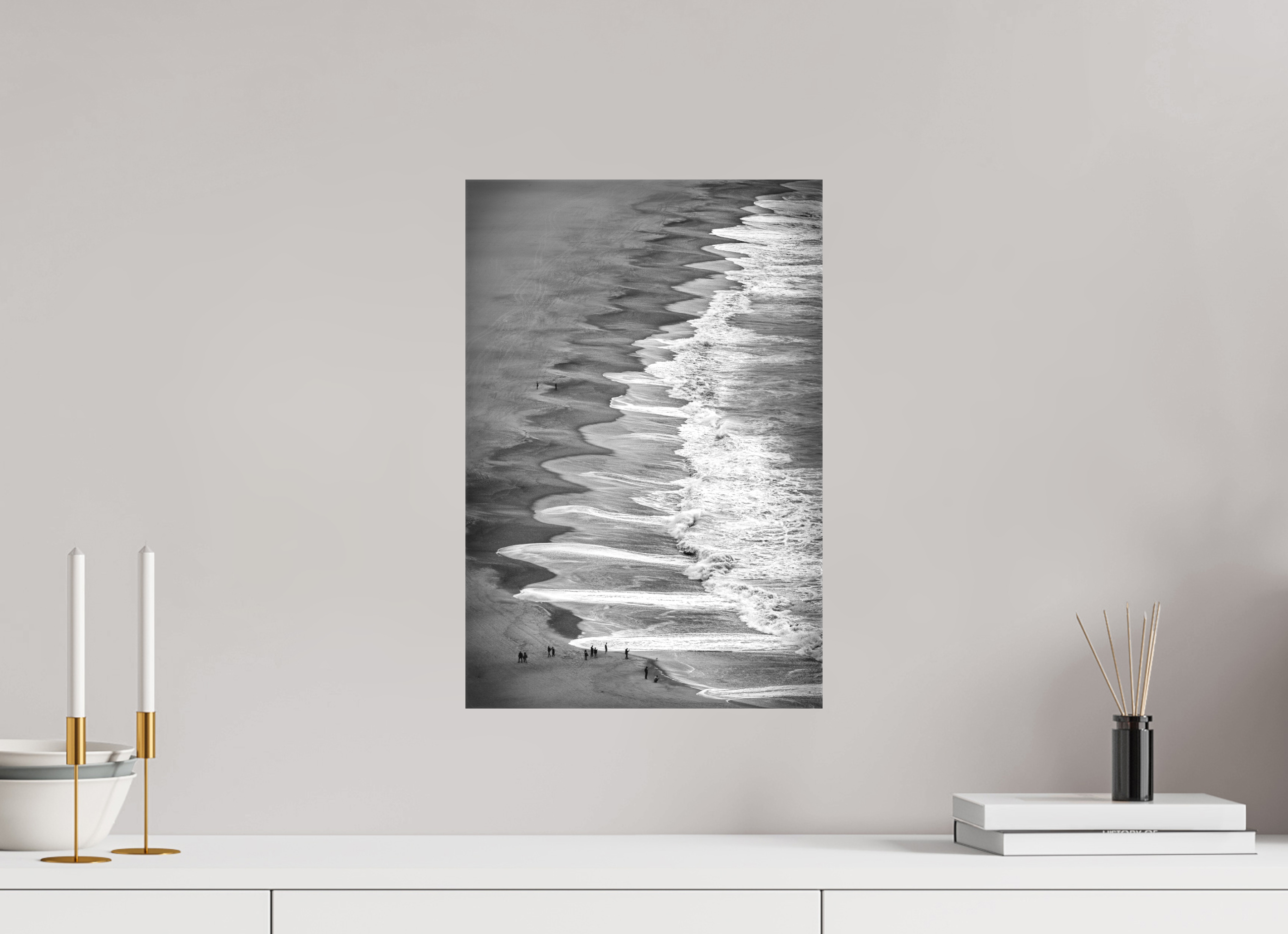 30 x 45 cm, Foto-Leinwand matt Beachlife – Natürliche Linien & Wellen-Kunst