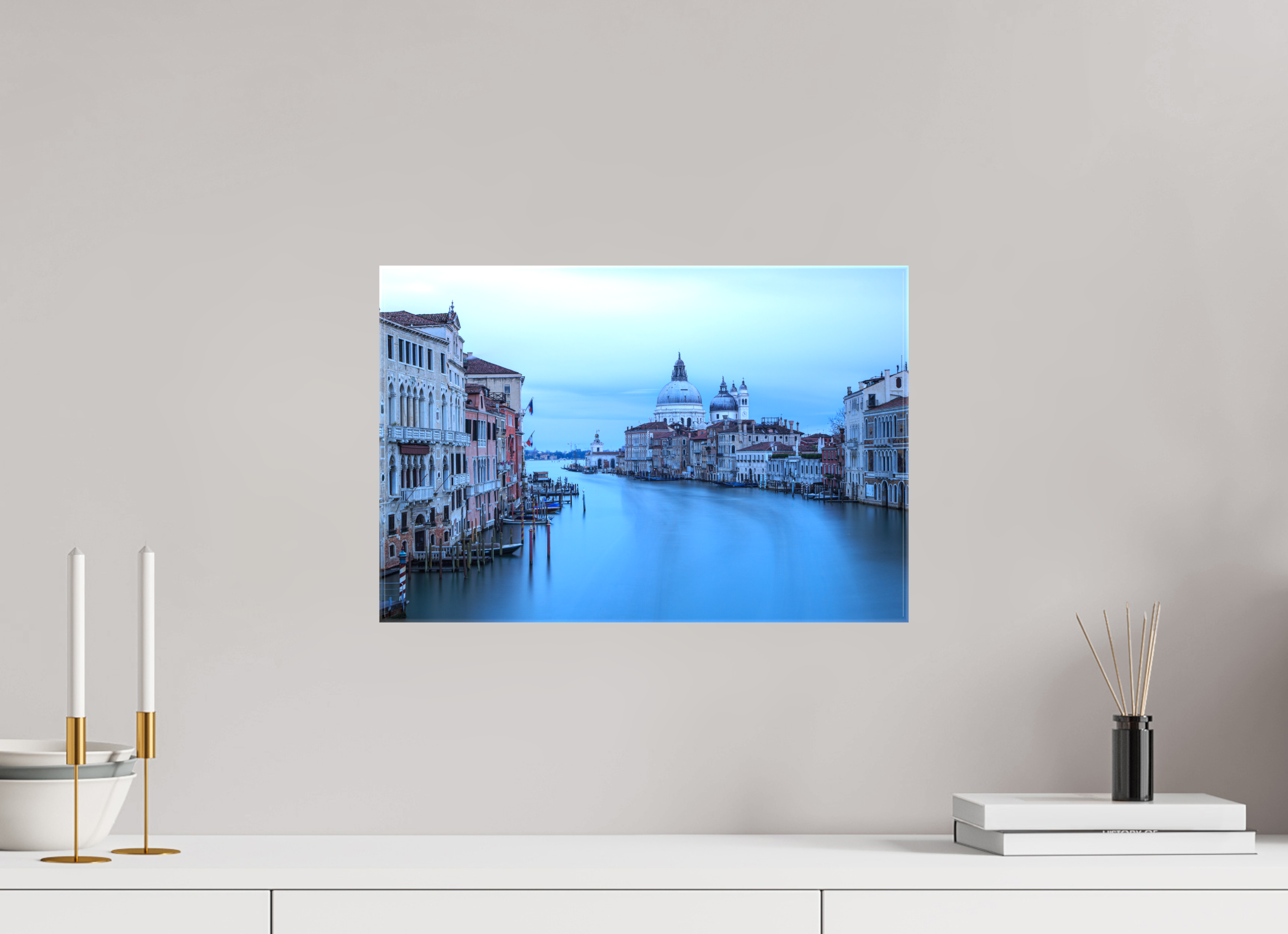 45 x 30 cm, Foto Leinwand glänzend Venedig am Morgen: Der Blick von der Accademia Brücke