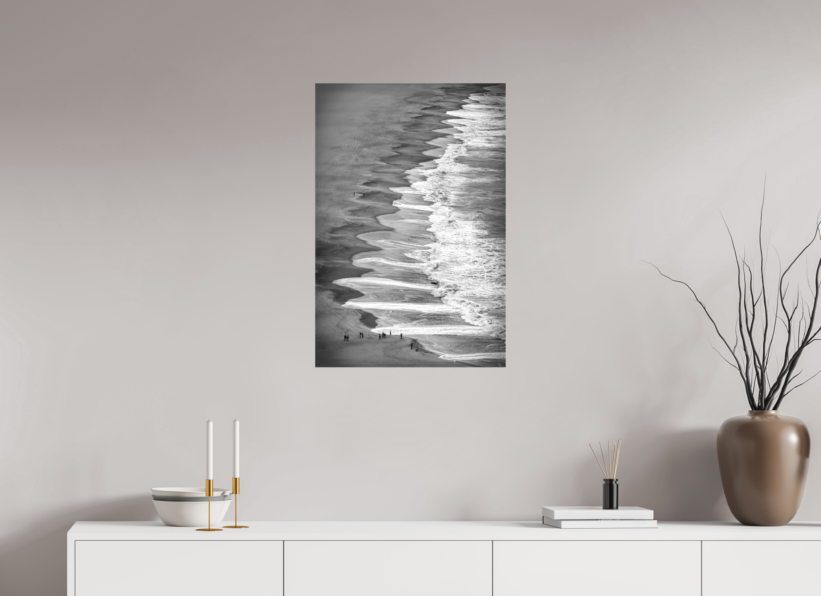 50 x 75 cm, Foto-Leinwand matt Beachlife – Natürliche Linien & Wellen-Kunst