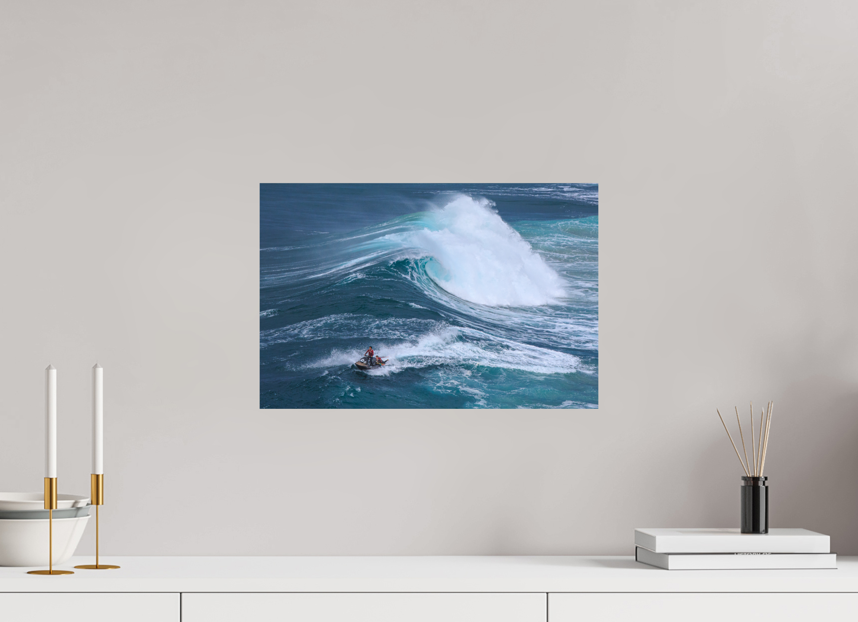 45 x 30 cm, Photo Print On Fuji Crystal DP II Fotoabzug & Leinwand Nazaré: Rettung aus den Big Waves