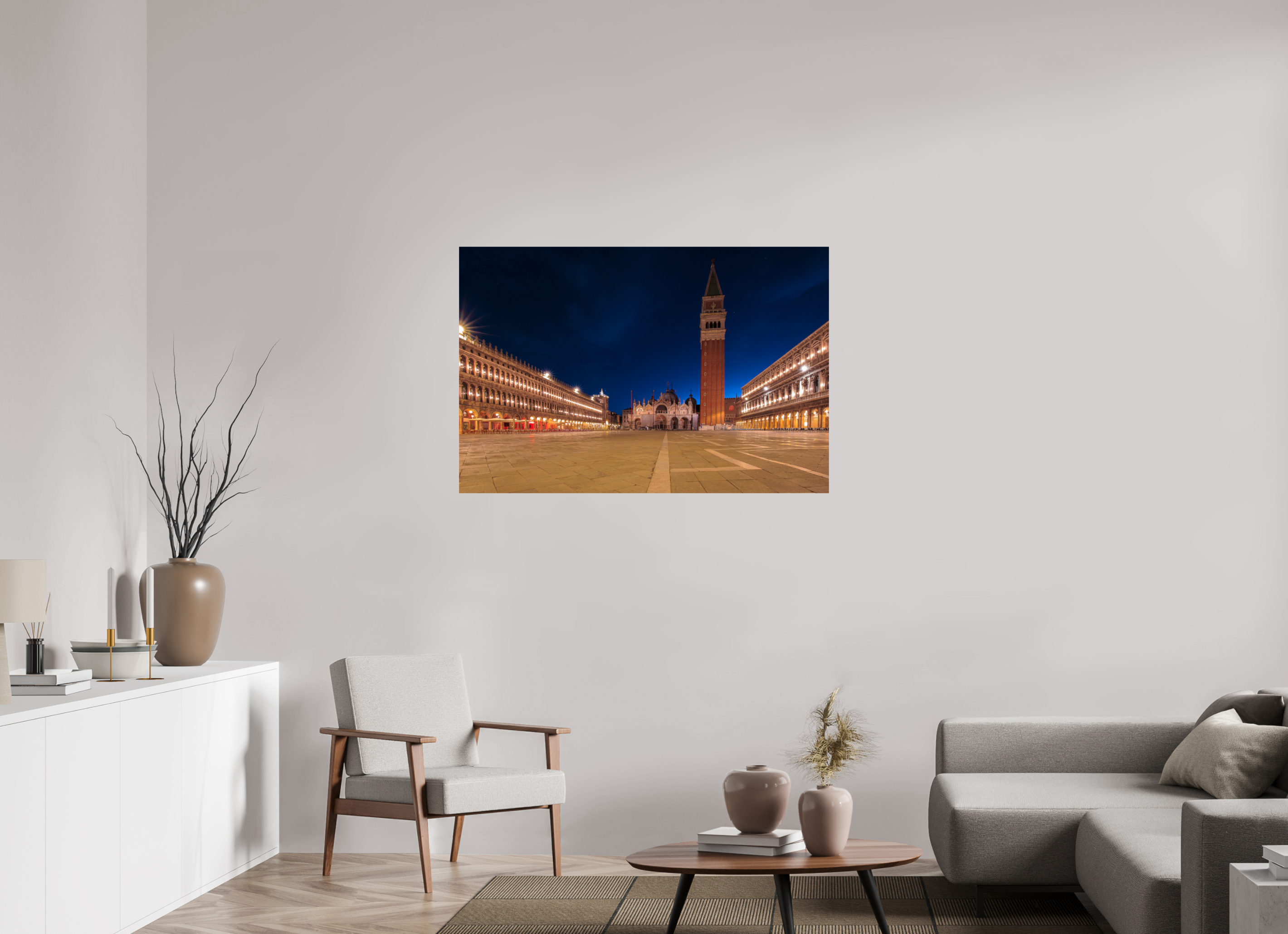 120 x 80 cm, Photo Print On Fuji Crystal DP II Ruhiger Markusplatz bei Sonnenaufgang in Venedig
