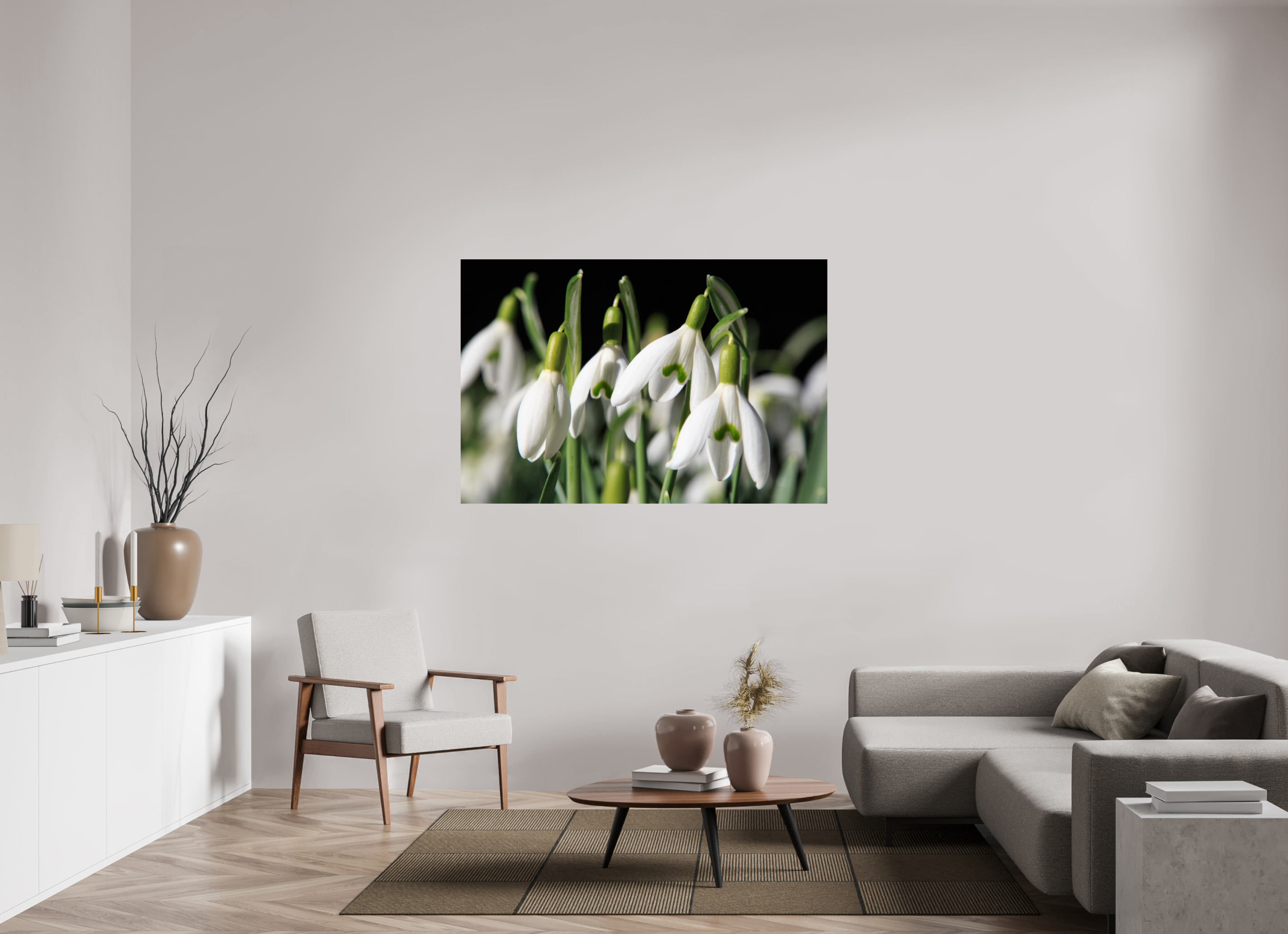 150 x 100 cm, Photo Print On Fuji Crystal DP II Schneeglöckchen – Erste Frühlingsboten