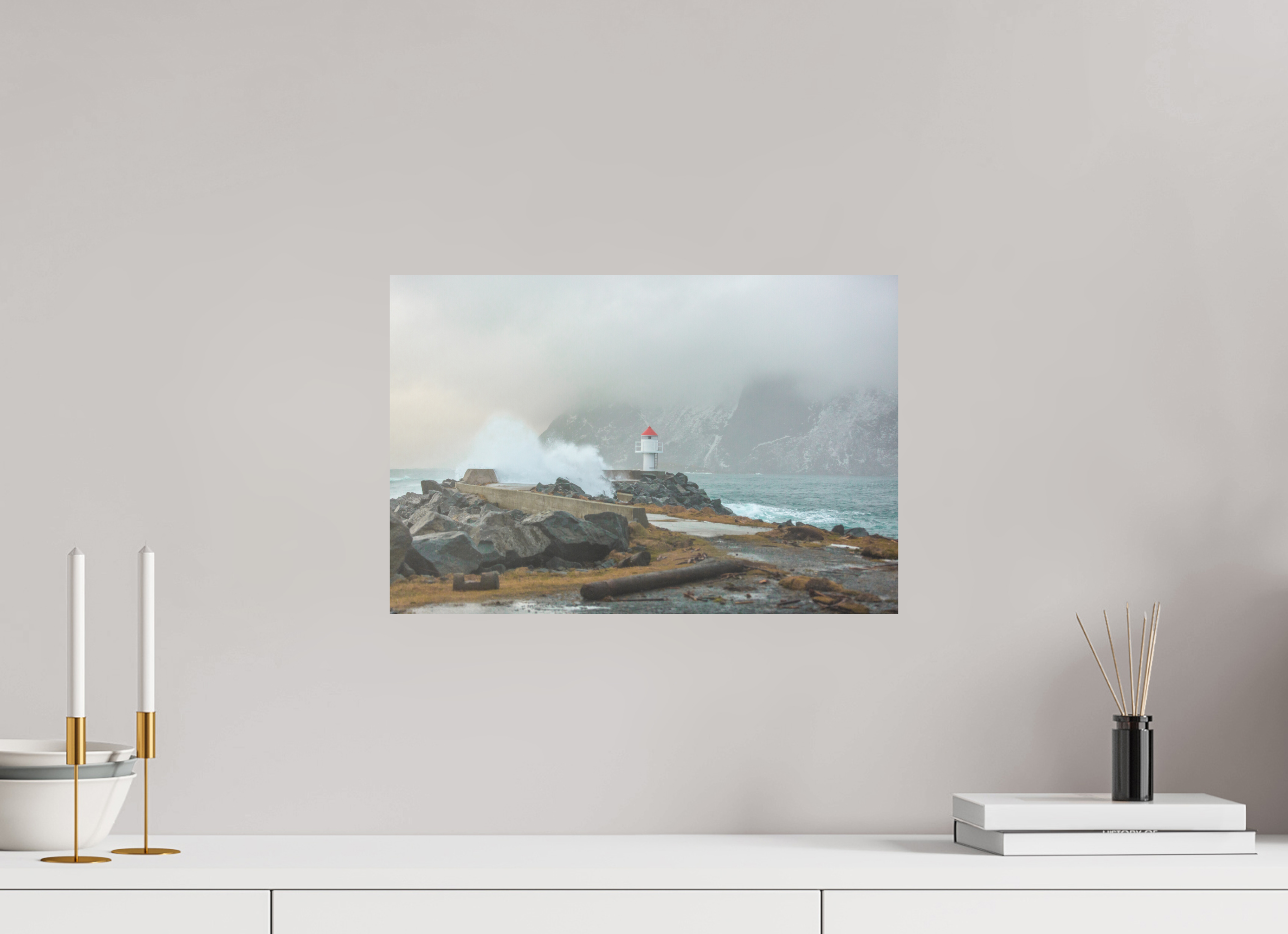 45 x 30 cm, Photo Print On Fuji Crystal DP II Kraft der Elemente – Norwegens Küste im Sturm