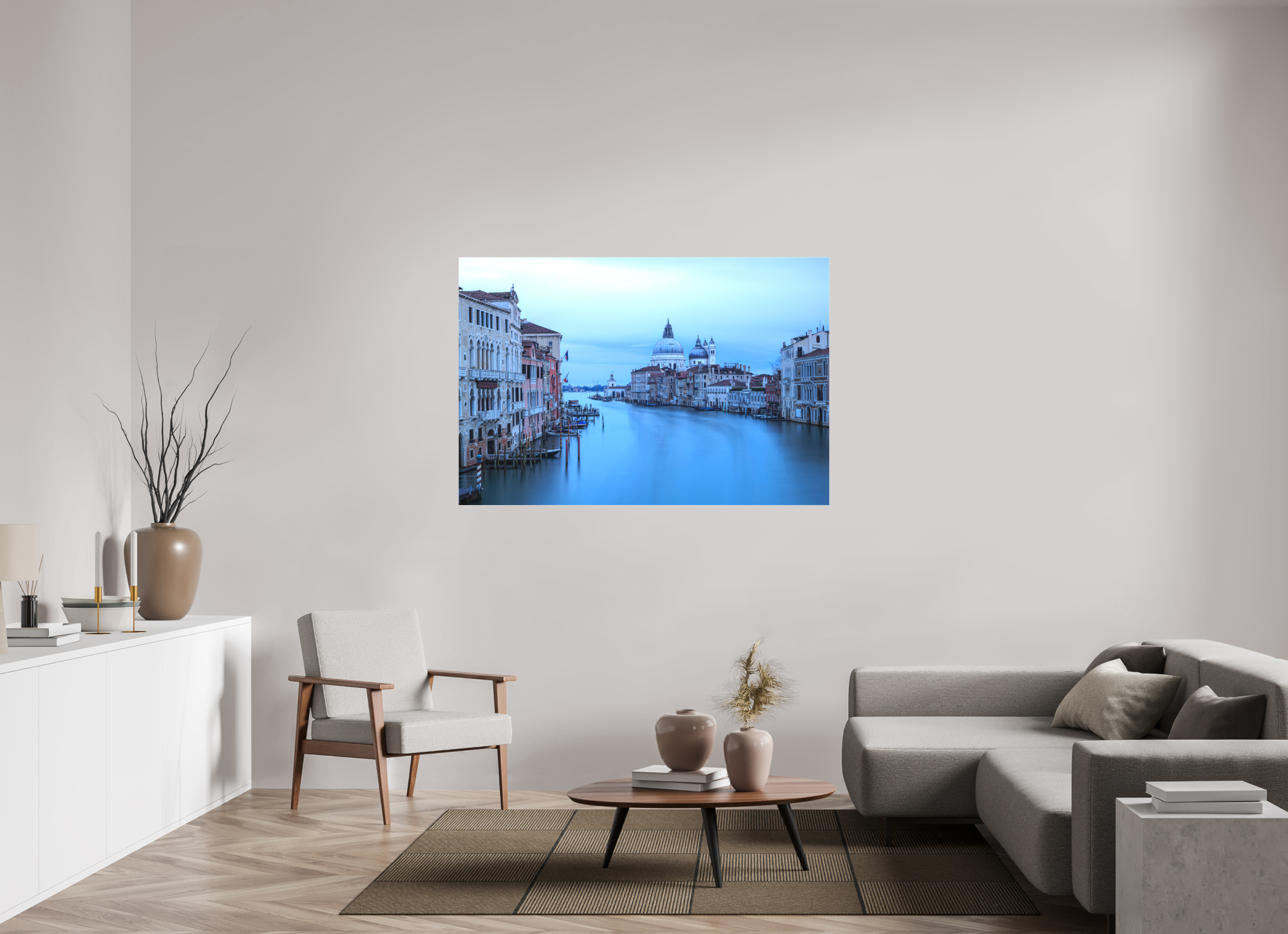 150 x 100 cm, Foto-Leinwand matt Venedig am Morgen: Der Blick von der Accademia Brücke