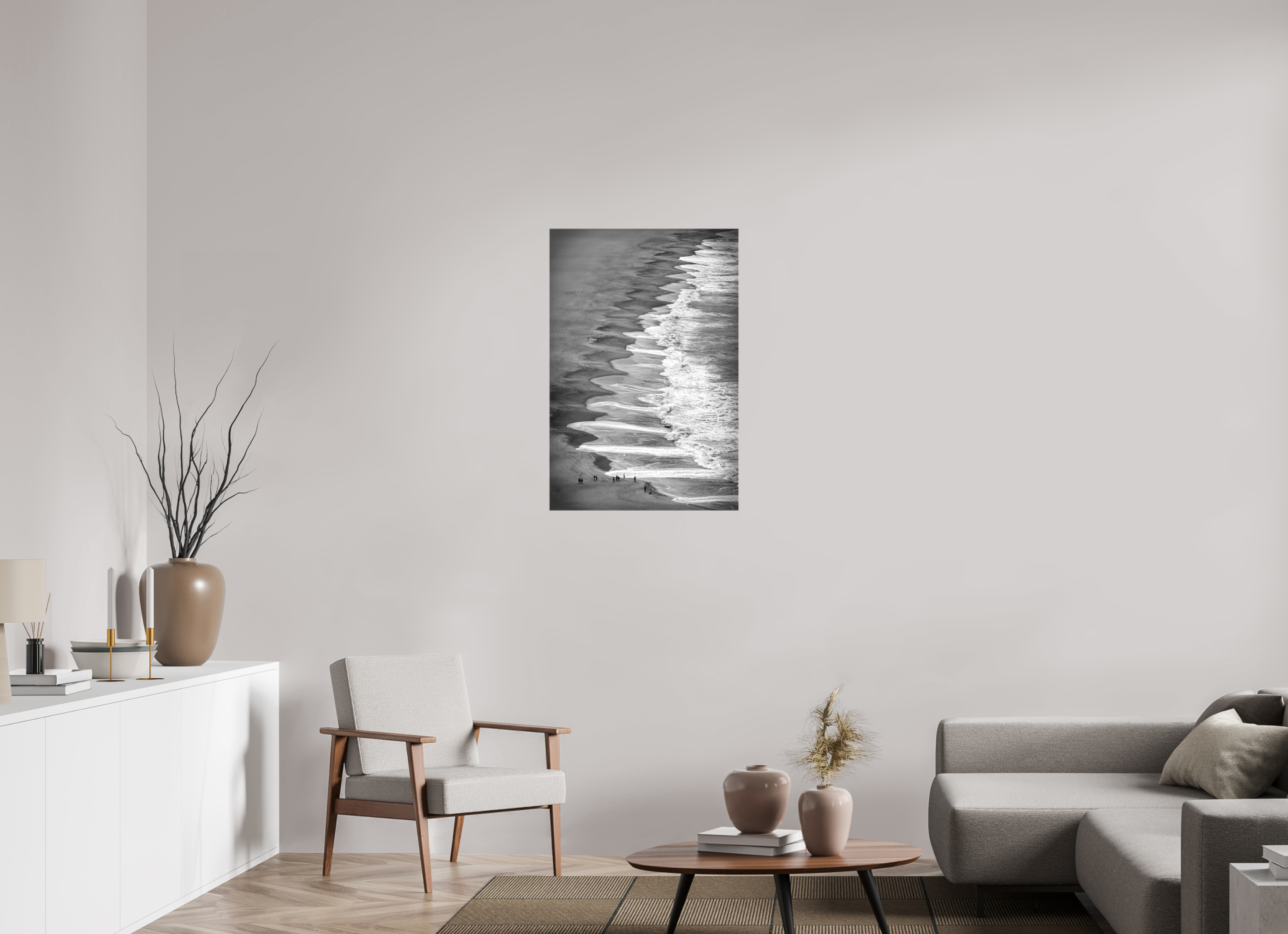 60 x 90 cm, Foto Leinwand glänzend Beachlife – Natürliche Linien & Wellen-Kunst