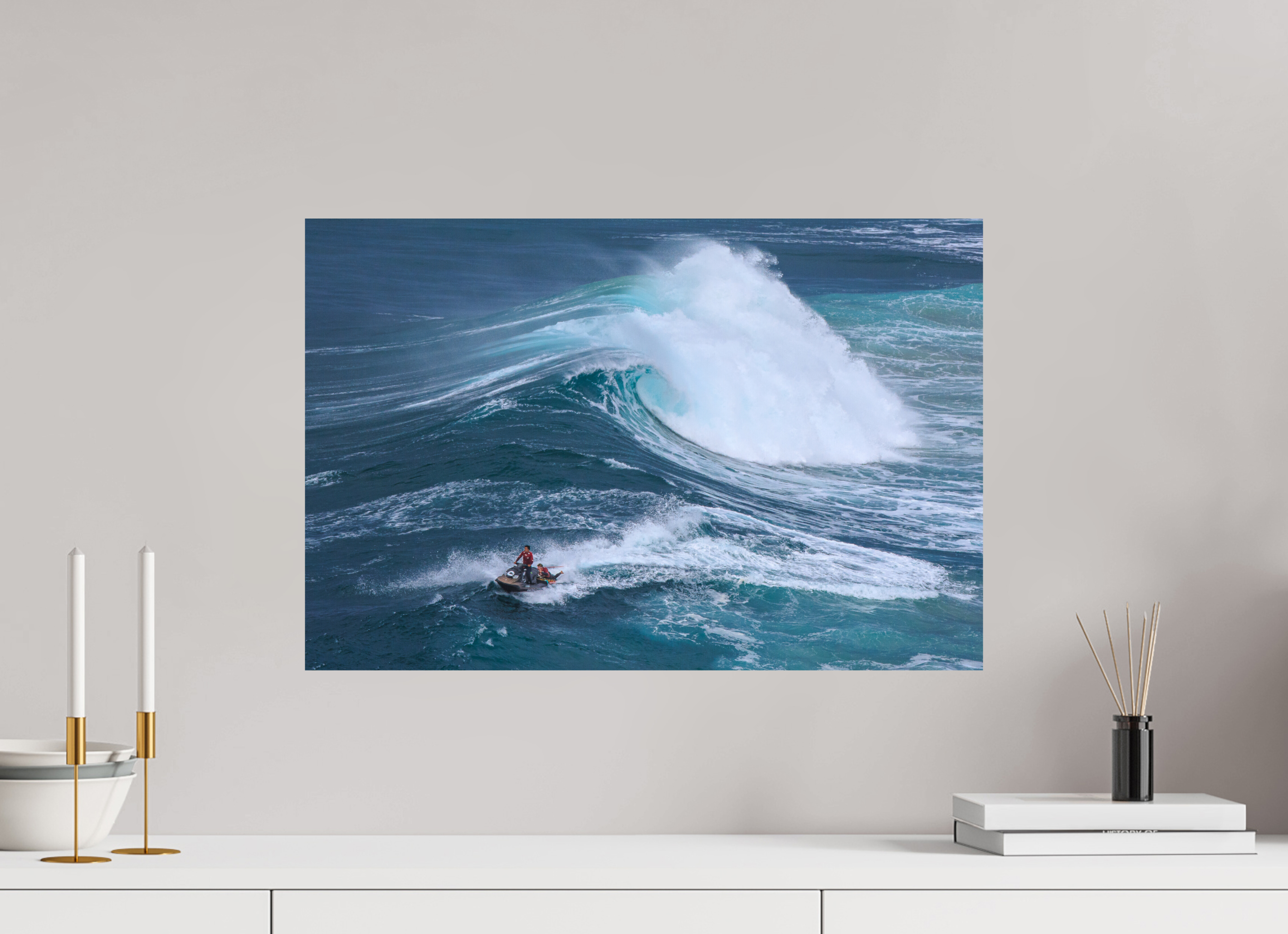 60 x 40 cm, Photo Print On Fuji Crystal DP II Fotoabzug & Leinwand Nazaré: Rettung aus den Big Waves