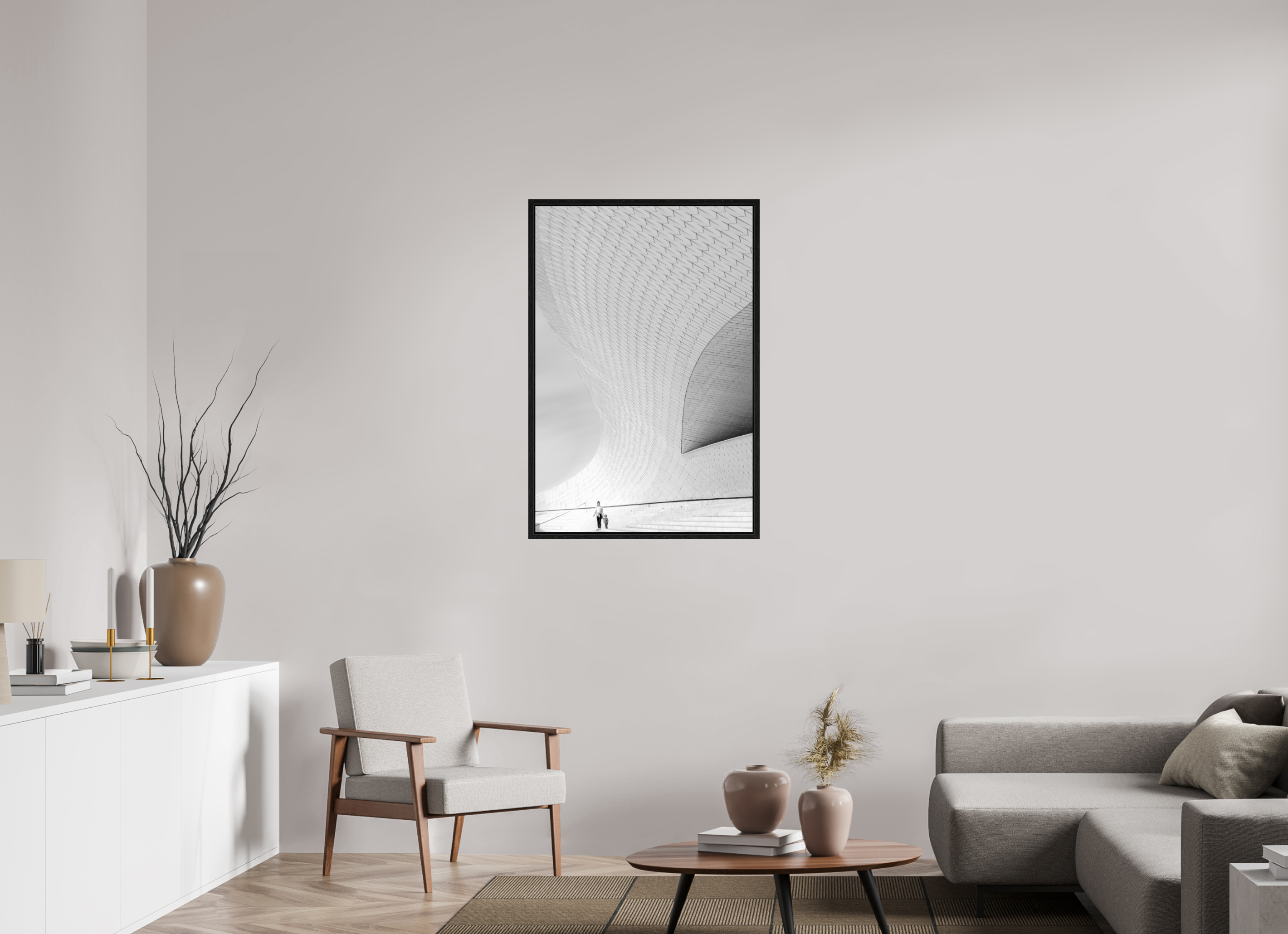 70 x 105 cm, Floater Frame Street-Fotografie MAAT Museum – S/W Kunst online kaufen
