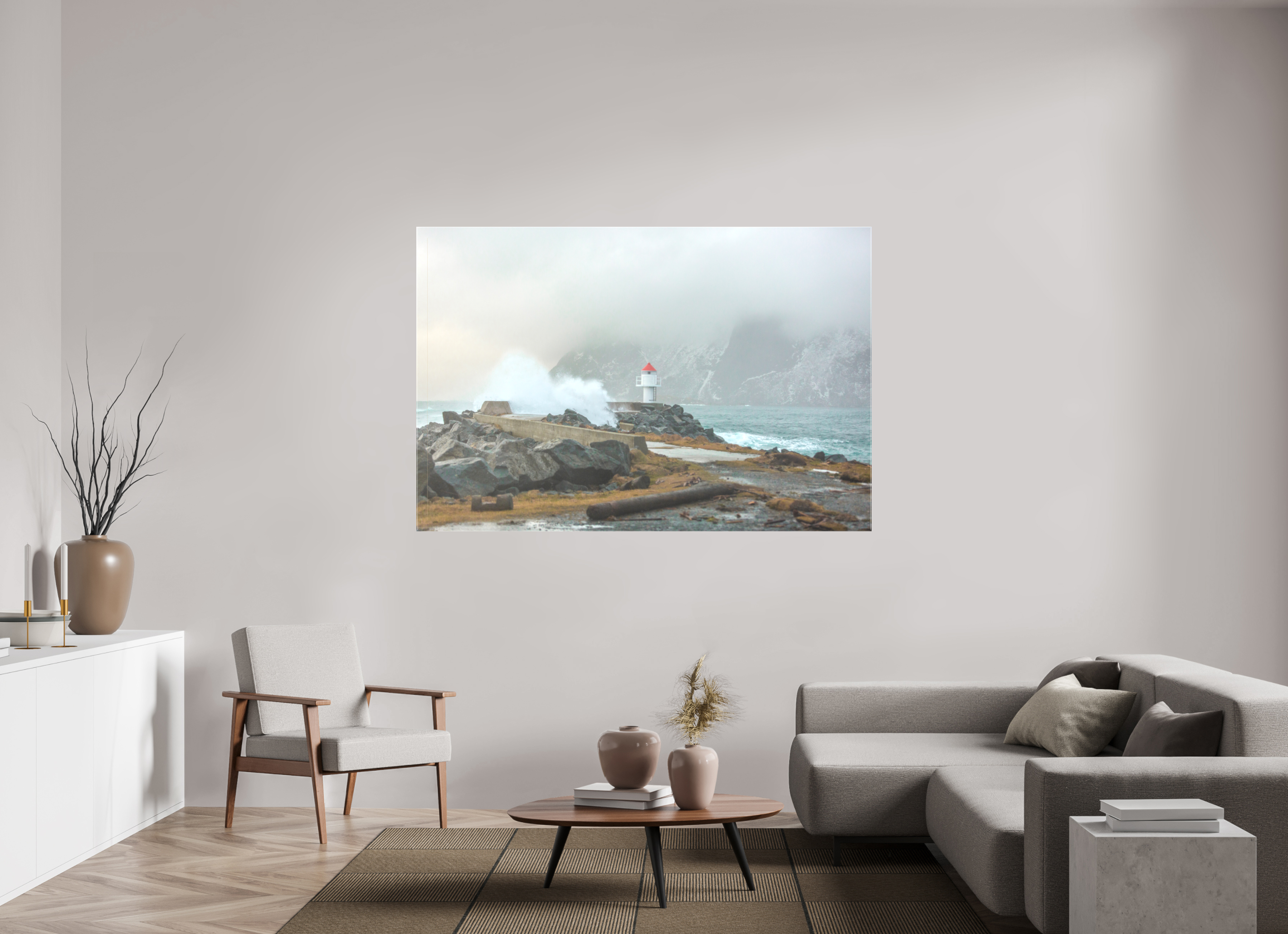 180 x 120 cm, Foto Leinwand glänzend Kraft der Elemente – Norwegens Küste im Sturm