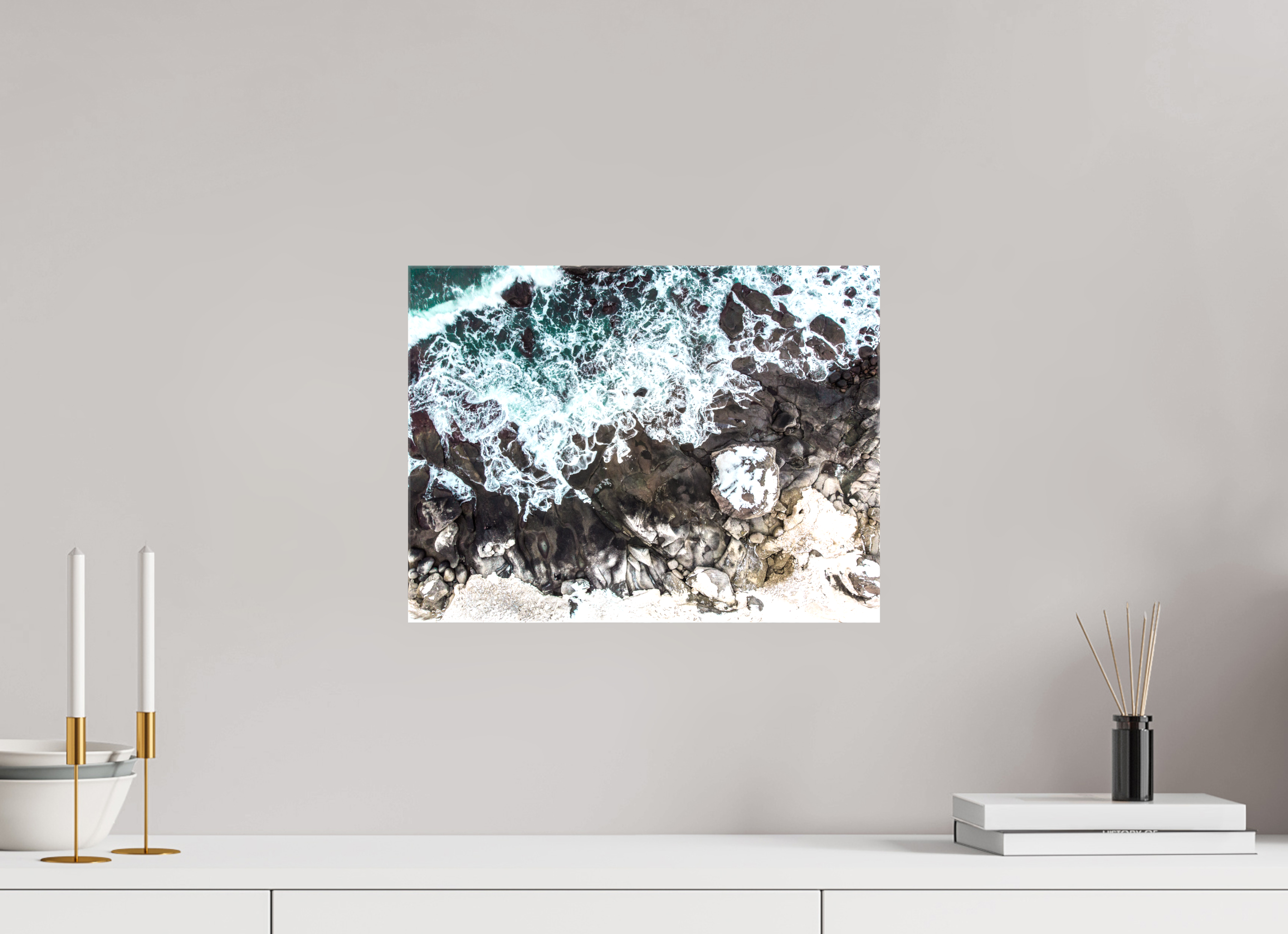 40 x 30 cm, Foto Leinwand glänzend Kraft des Nordens – Die wilde Küste Norwegens von oben