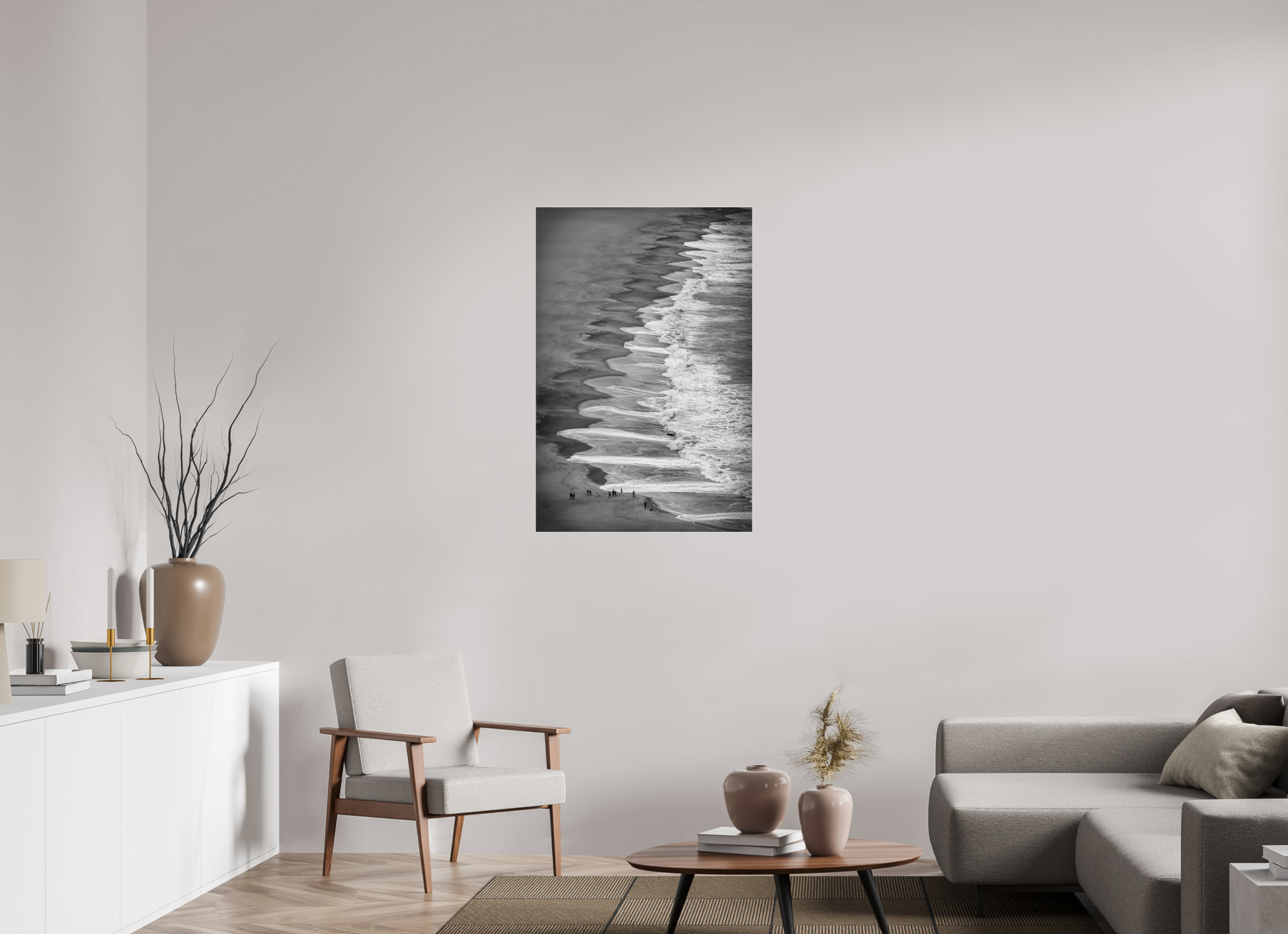 70 x 105 cm, Foto-Abzug Acrylglas 4 mm glänzend Beachlife – Natürliche Linien & Wellen-Kunst