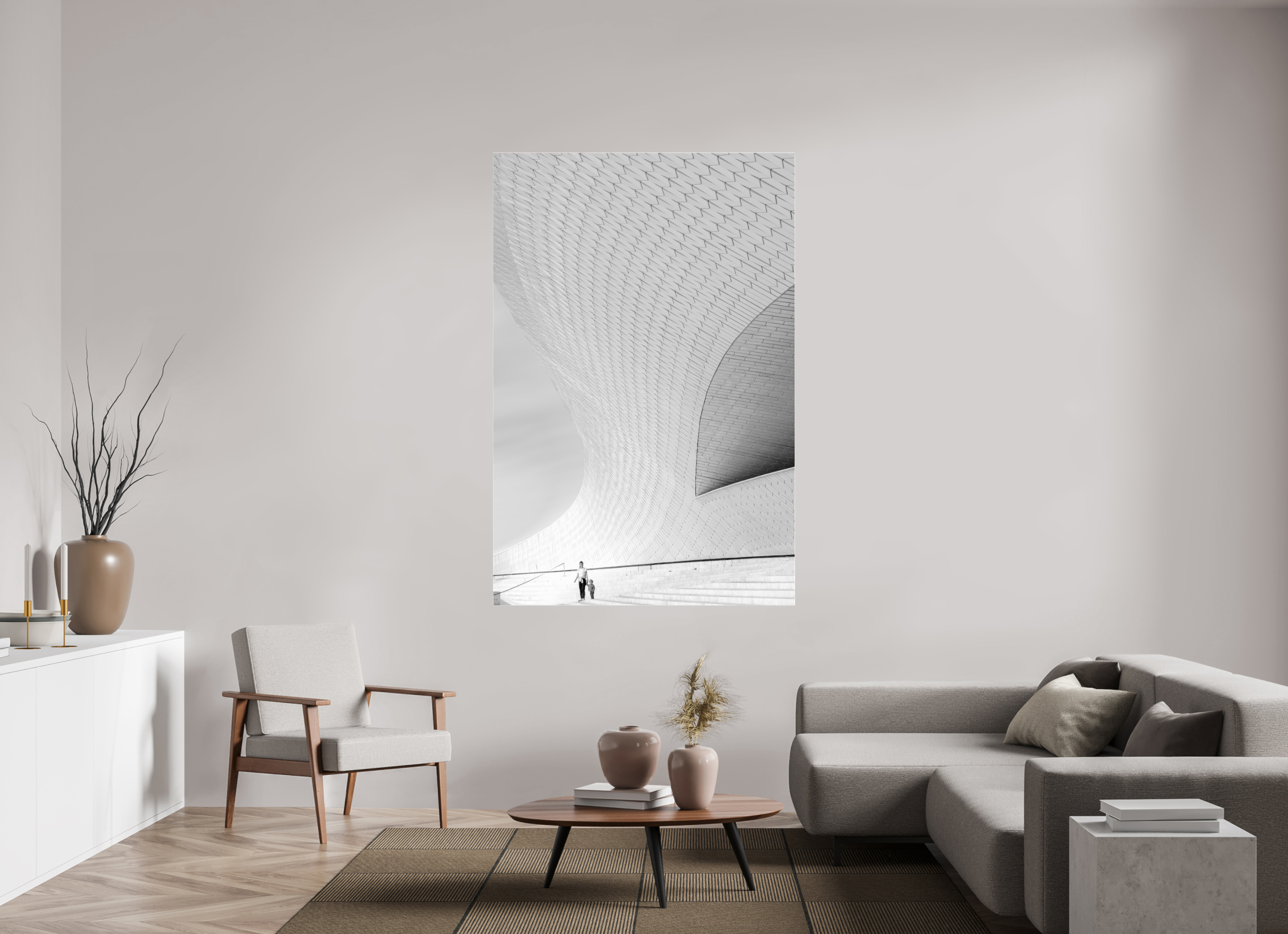 120 x 180 cm, Foto-Abzug Acrylglas 4 mm glänzend Street-Fotografie MAAT Museum – S/W Kunst online kaufen