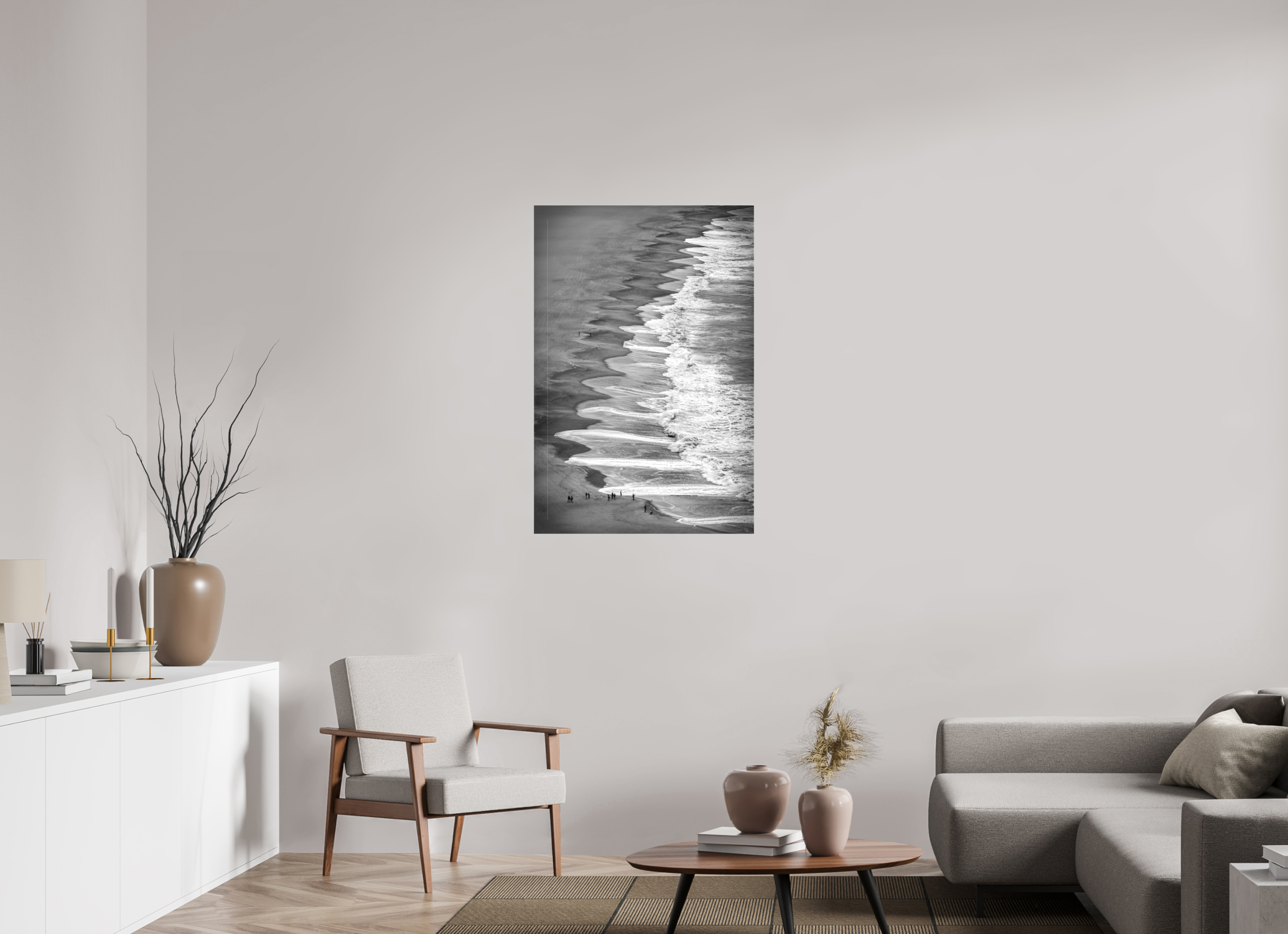 70 x 105 cm, Foto-Leinwand matt Beachlife – Natürliche Linien & Wellen-Kunst