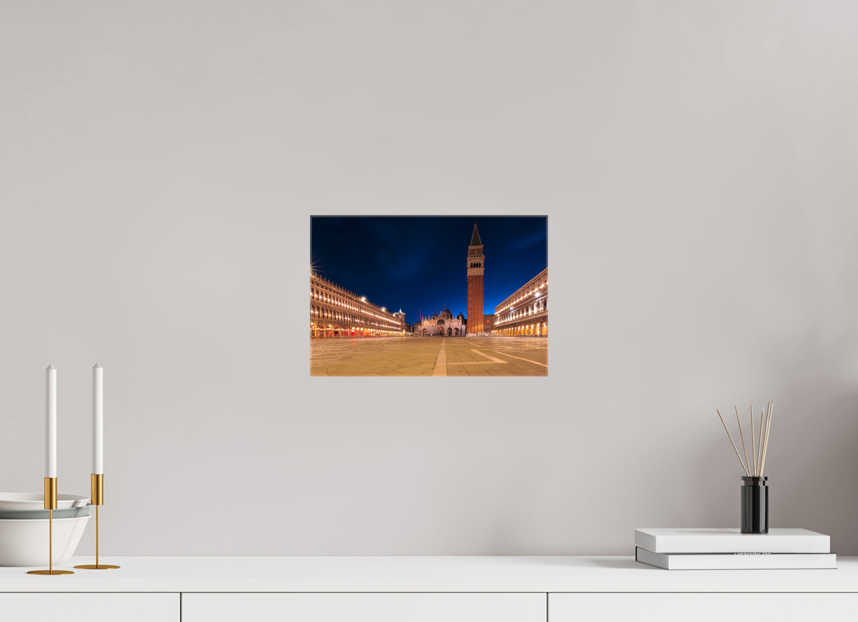30 x 20 cm, Foto Leinwand glänzend Ruhiger Markusplatz bei Sonnenaufgang in Venedig
