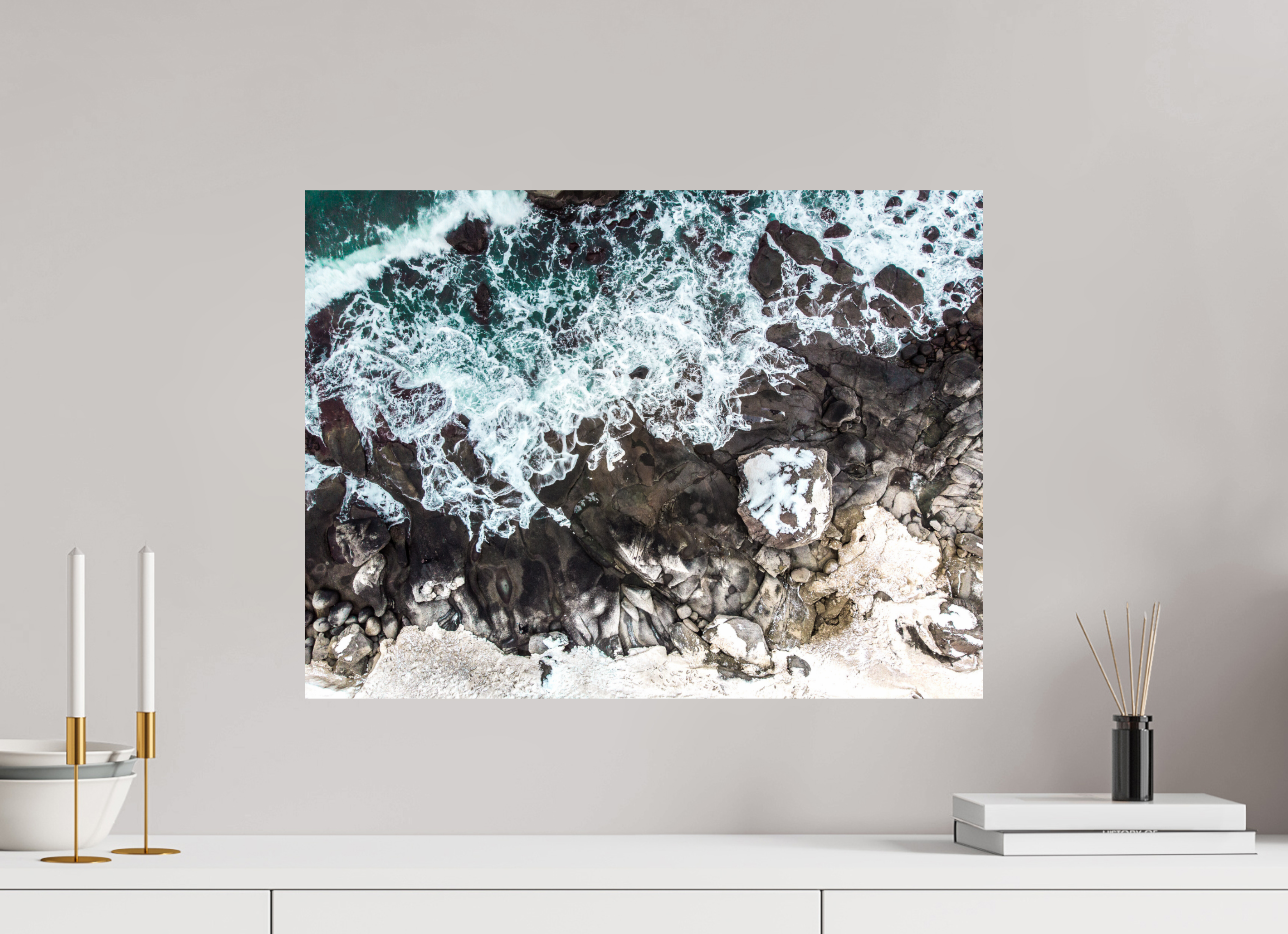 60 x 45 cm, Photo Print On Fuji Crystal DP II Kraft des Nordens – Die wilde Küste Norwegens von oben