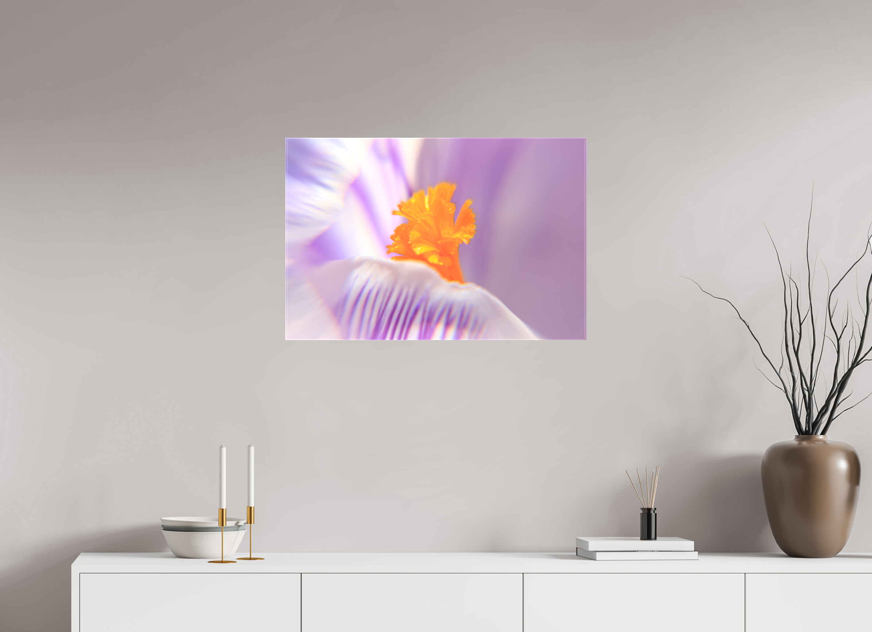 75 x 50 cm, Foto Leinwand glänzend Das Herz des Krokus: Schärfe auf Lila