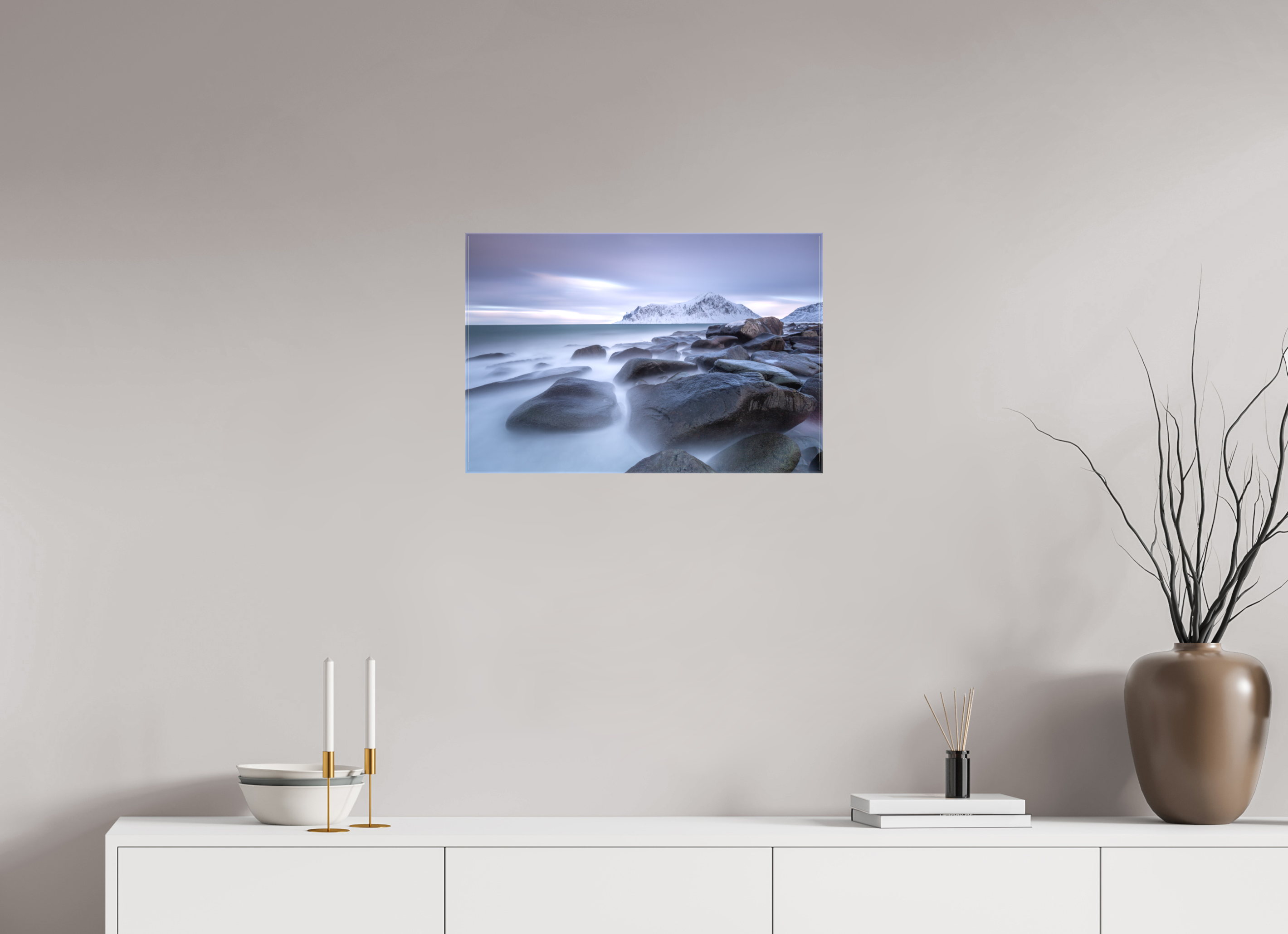 60 x 40 cm, Foto Leinwand glänzend Nordische Stille im sanften Morgenlicht