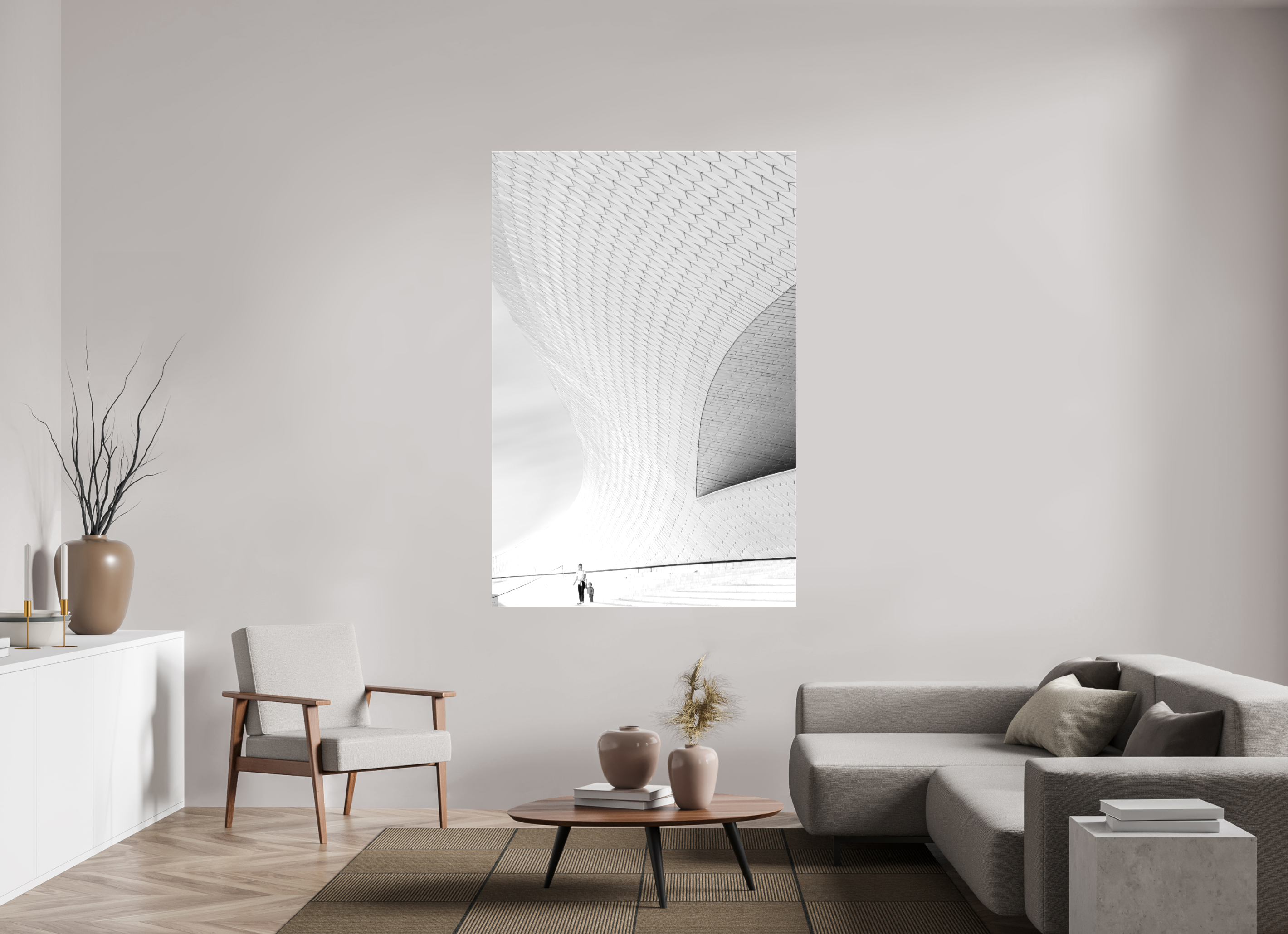 120 x 180 cm, Foto Leinwand glänzend Street-Fotografie MAAT Museum – S/W Kunst online kaufen