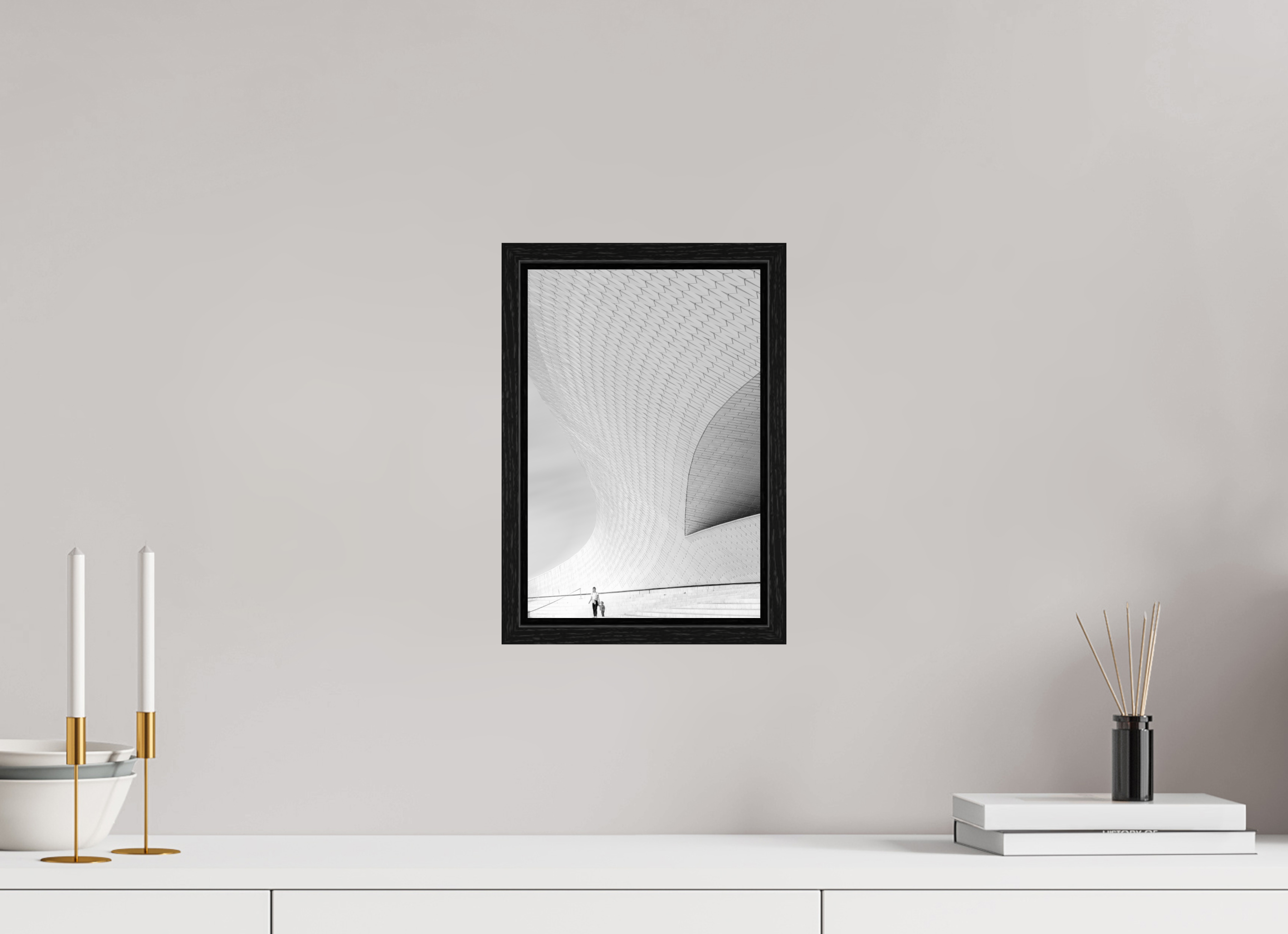 20 x 30 cm, Floater Frame Street-Fotografie MAAT Museum – S/W Kunst online kaufen