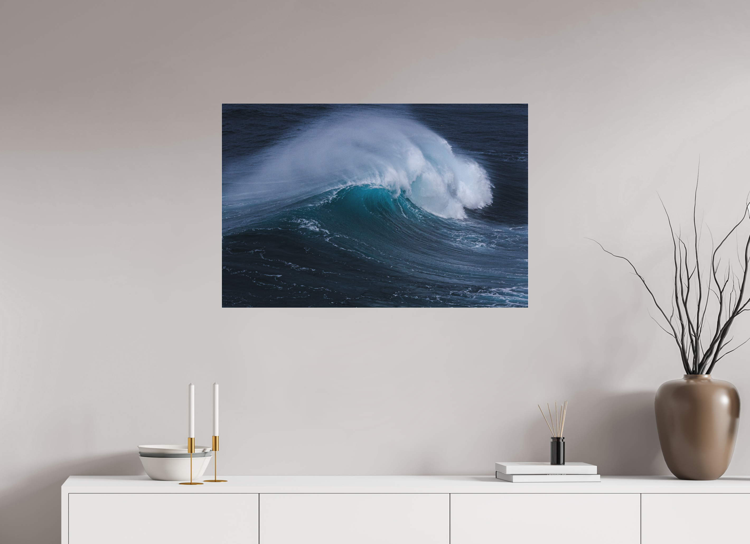 90 x 60 cm, Foto-Abzug hinter Acrylglas 3 mm matt Die Farbe des Meeres | Spektakuläre Wellen-Fotografie