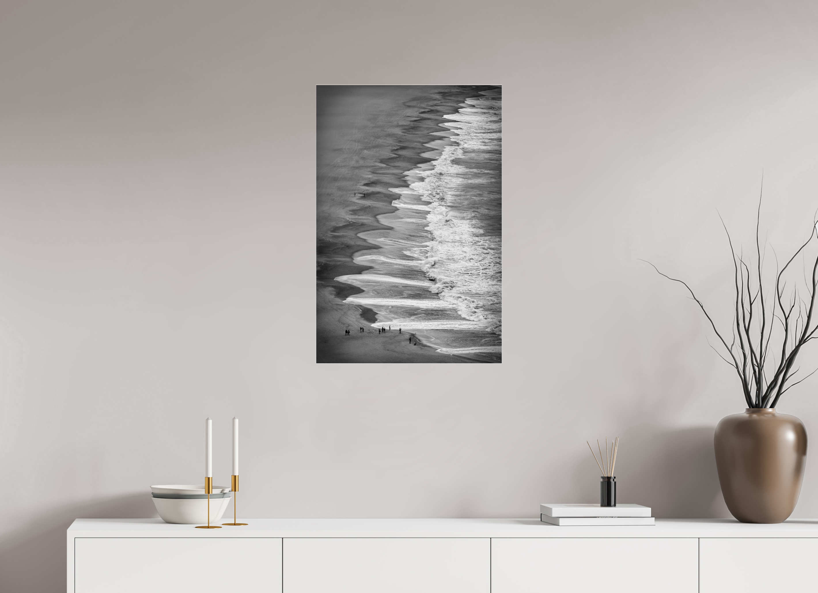 50 x 75 cm, Foto-Abzug Acrylglas 4 mm glänzend Beachlife – Natürliche Linien & Wellen-Kunst