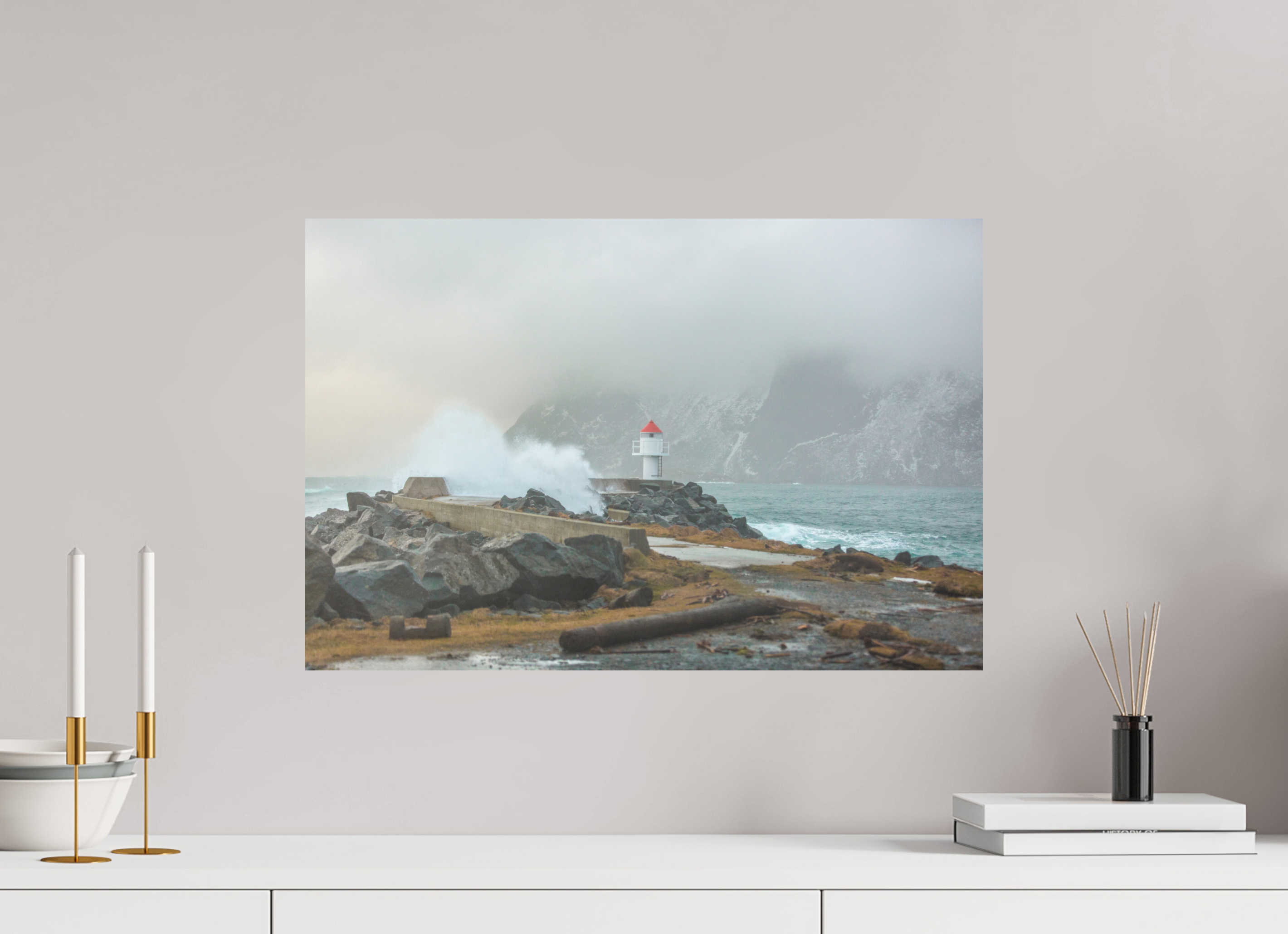 60 x 40 cm, Photo Print On Fuji Crystal DP II Kraft der Elemente – Norwegens Küste im Sturm