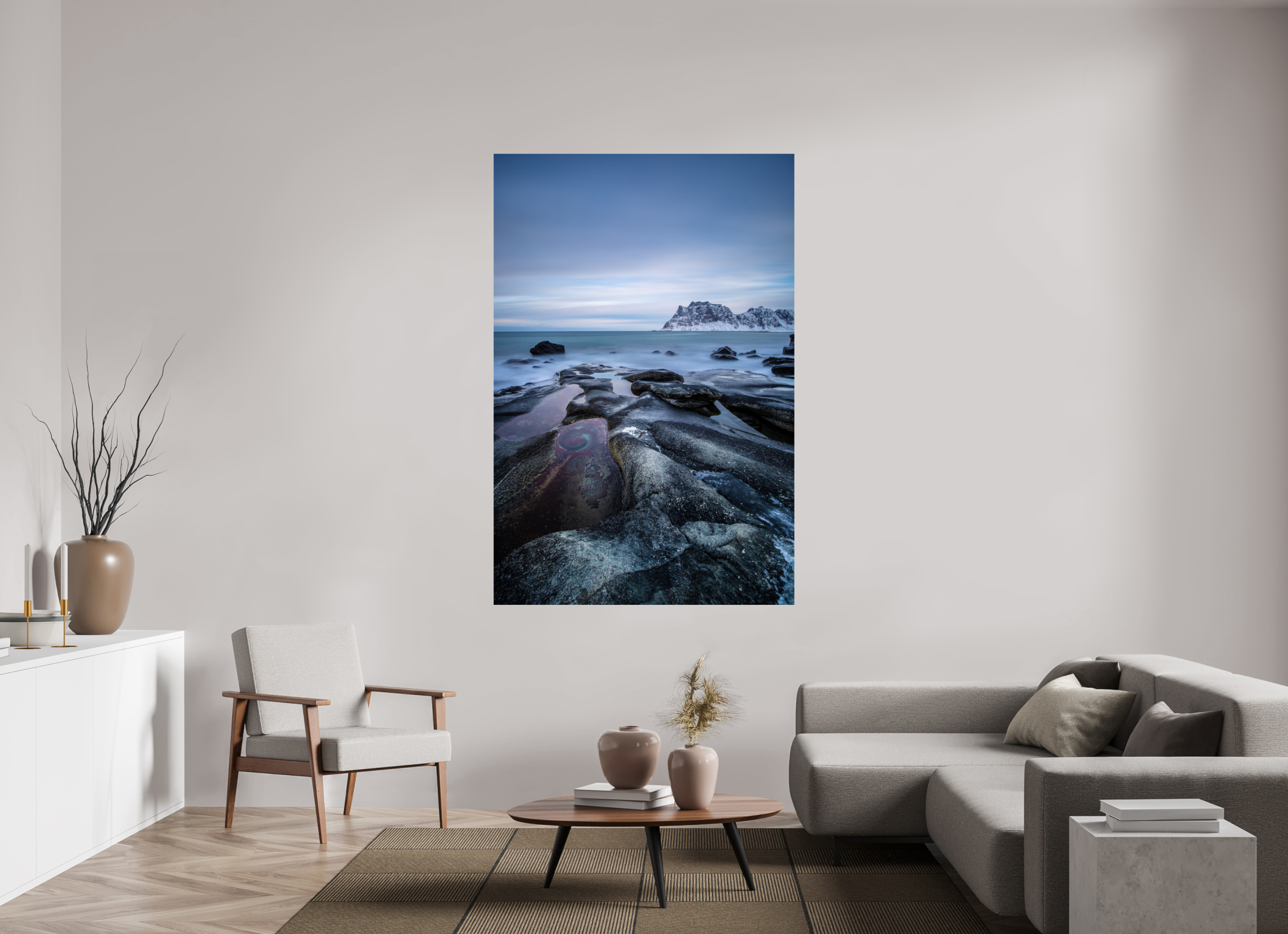 120 x 180 cm, Photo Print On Fuji Crystal DP II Mystisches Uttakleiv – Das Auge im Winterfels