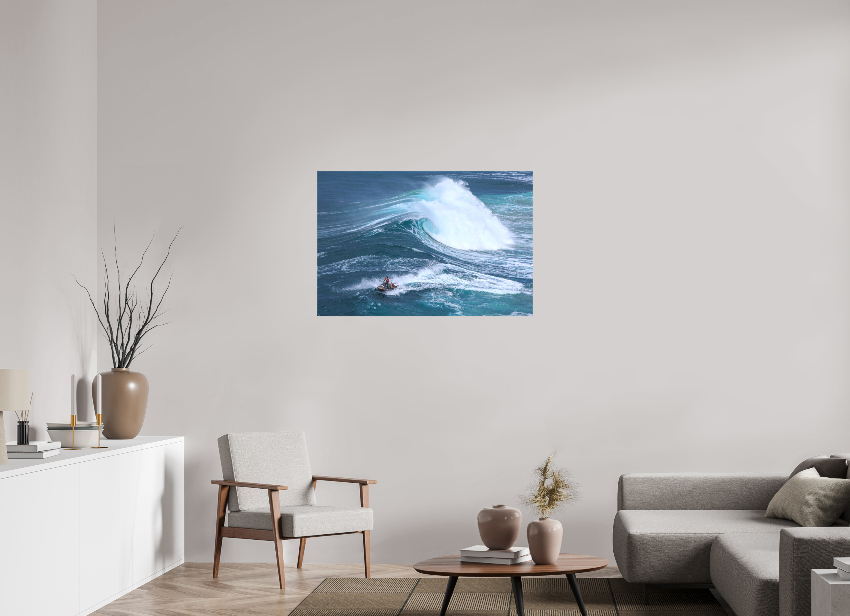 105 x 70 cm, Foto-Leinwand matt Fotoabzug & Leinwand Nazaré: Rettung aus den Big Waves