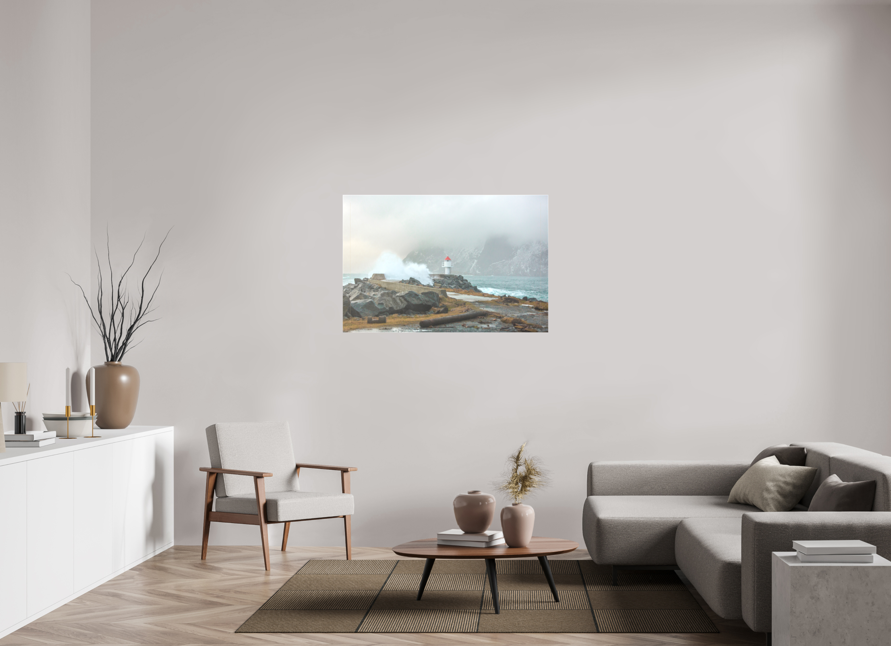 120 x 80 cm, Foto Leinwand glänzend Kraft der Elemente – Norwegens Küste im Sturm