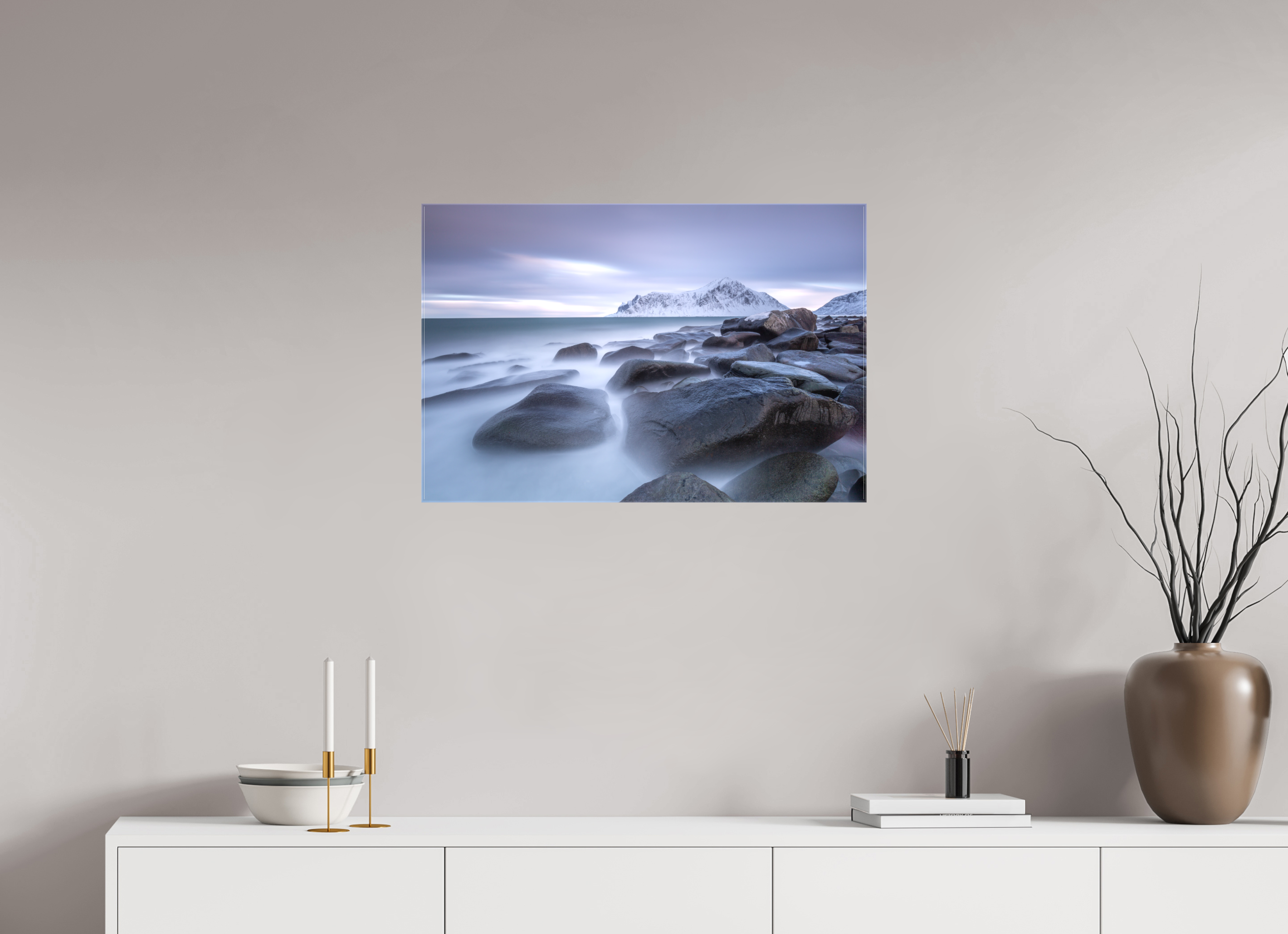 75 x 50 cm, Foto Leinwand glänzend Nordische Stille im sanften Morgenlicht